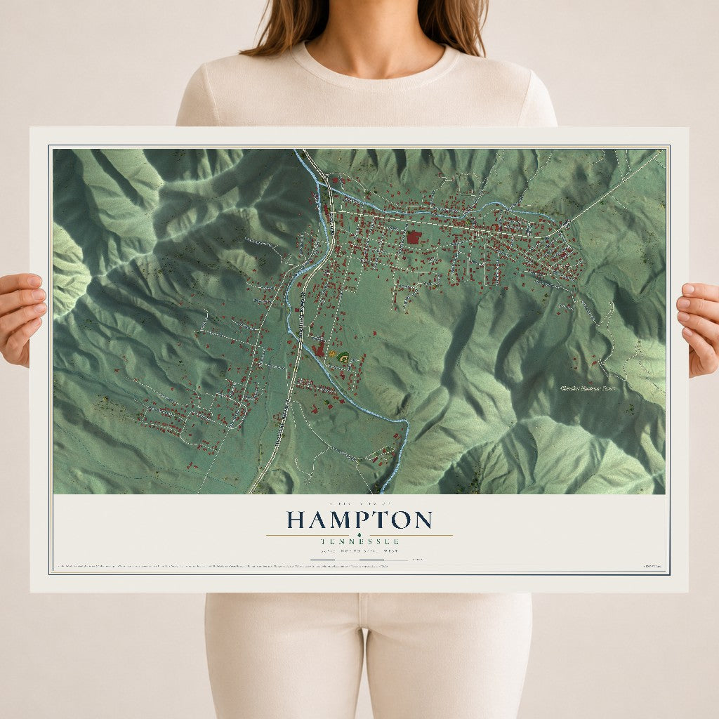 Map of Hampton, Tennessee, 18 x 24 inch unframed archival matte print