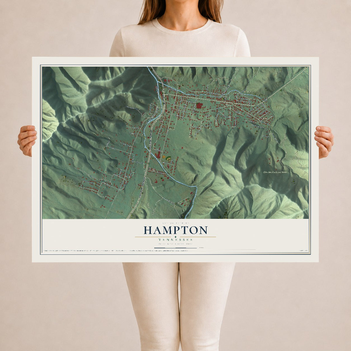 Map of Hampton, Tennessee, 24 x 36 inch unframed archival matte print