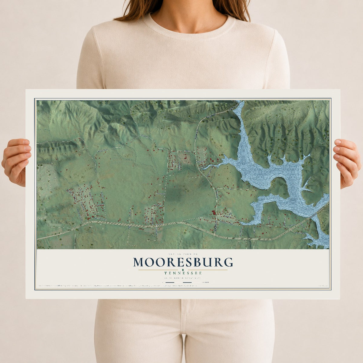 Map of Mooresburg, Tennessee, 12 x 18 inch unframed archival matte print
