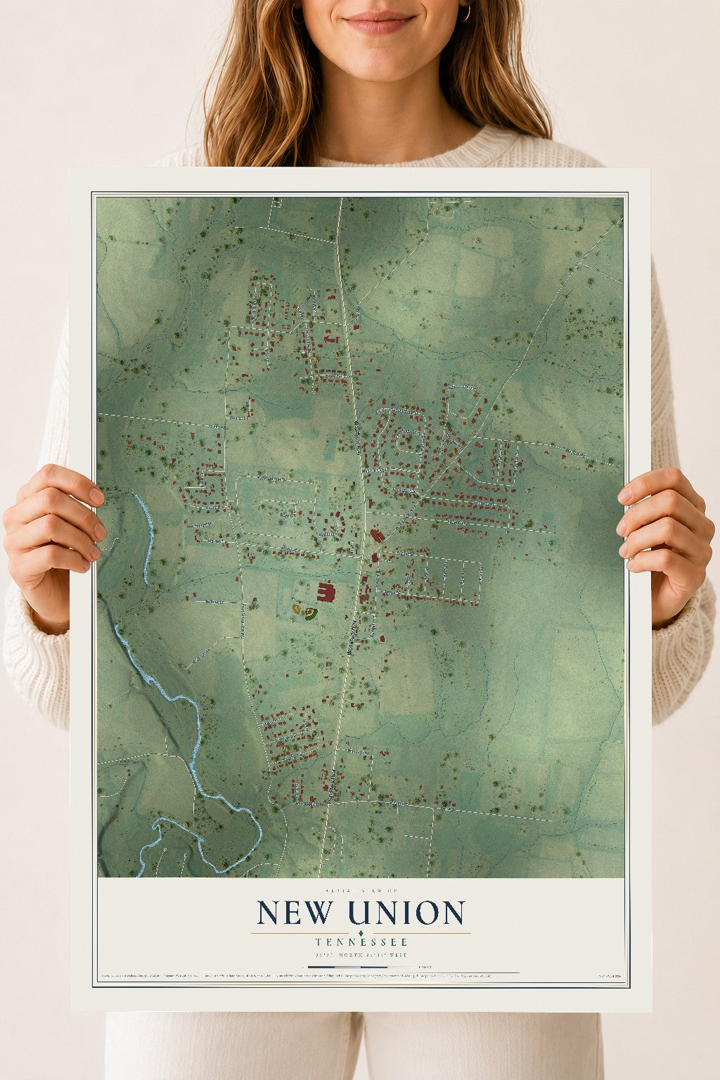 Map of New Union, Tennessee, 18 x 24 inch unframed archival matte print