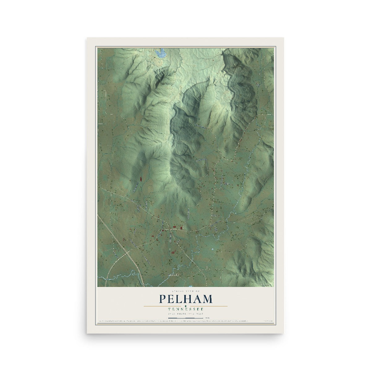Map of Pelham, Tennessee, 12 x 18 inch unframed archival matte print