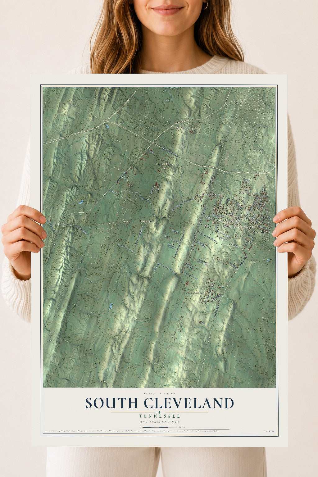 Map of South Cleveland, Tennessee, 18 x 24 inch unframed archival matte print