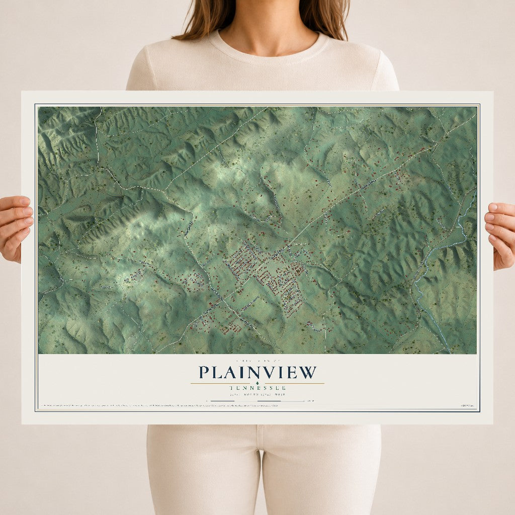 Map of Plainview, Tennessee, 18 x 24 inch unframed archival matte print