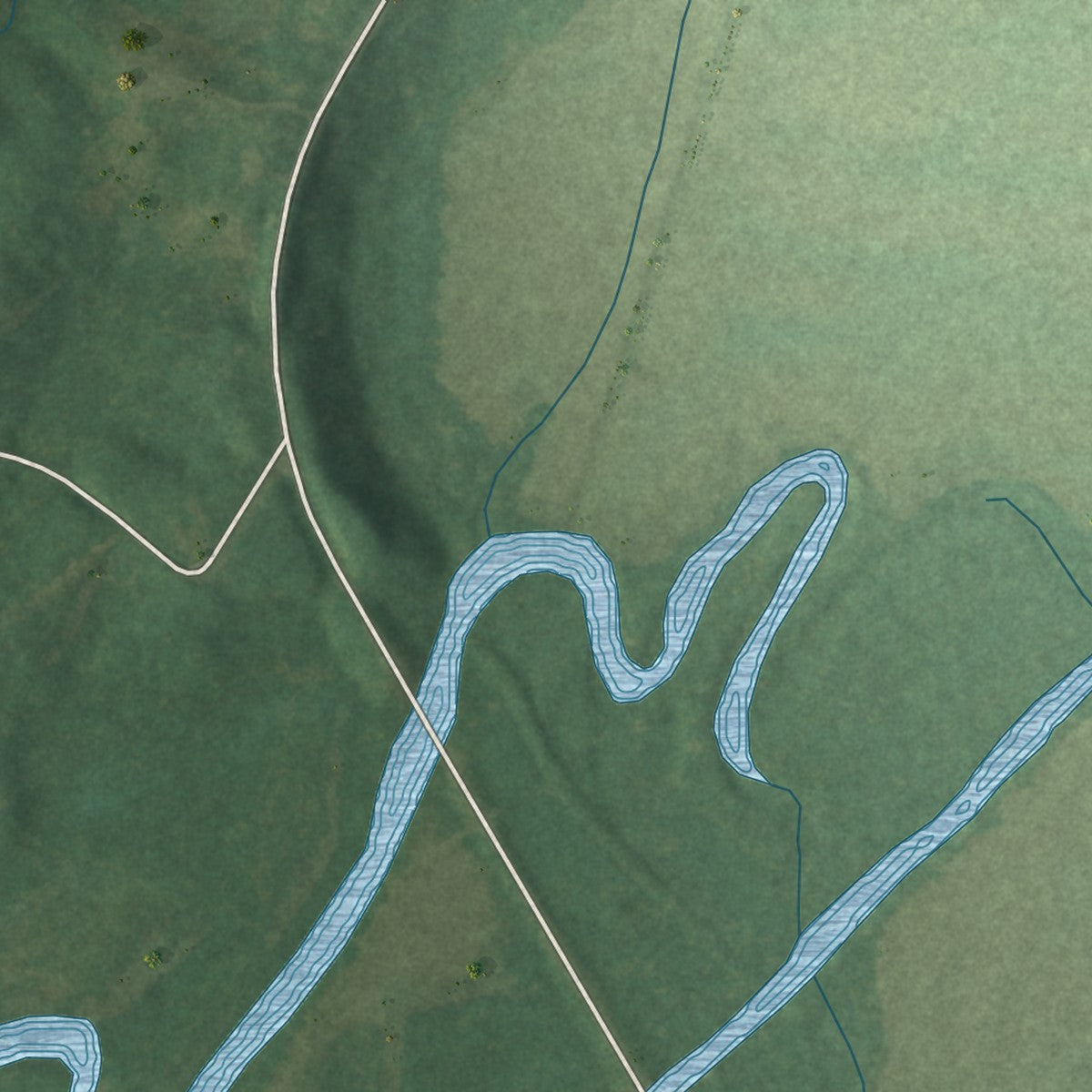 Second close-up of the map of Ramer, Tennessee print showing more streets and buildings