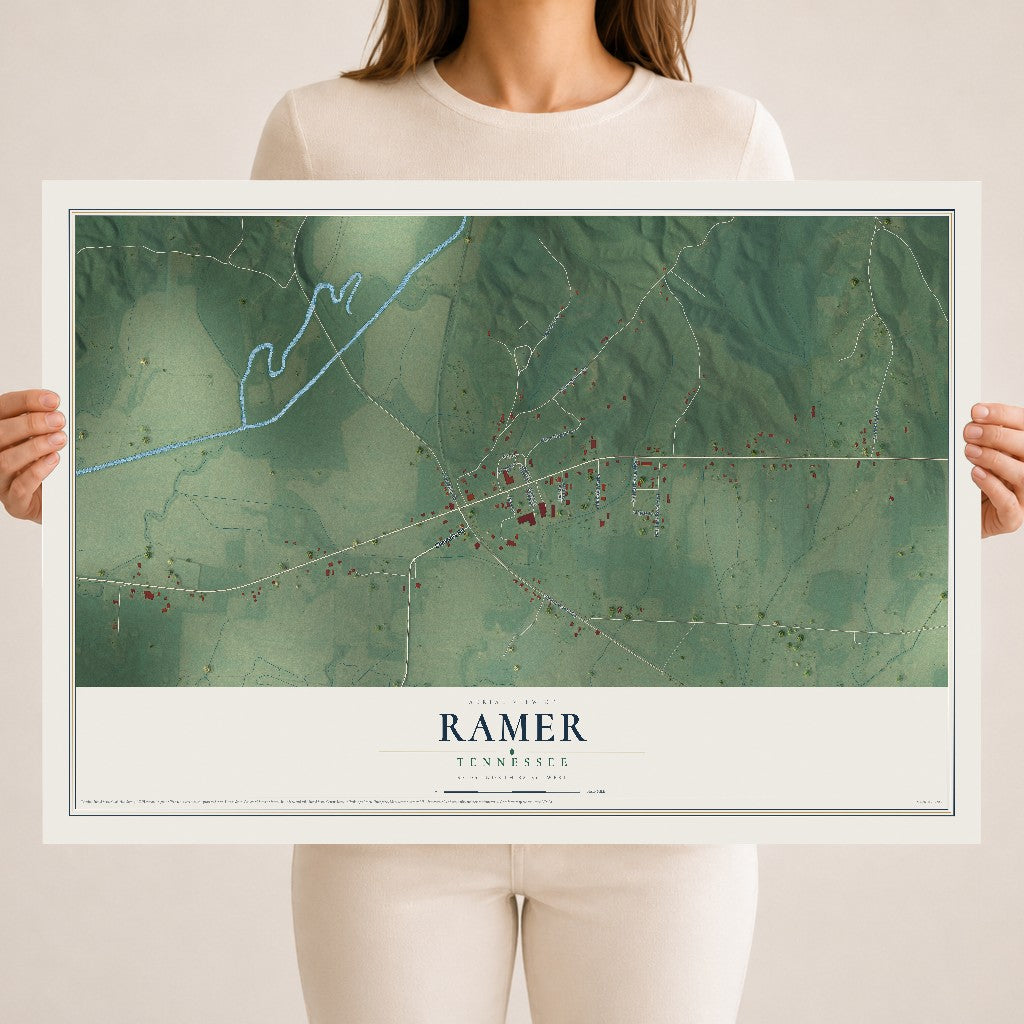 Map of Ramer, Tennessee, 18 x 24 inch unframed archival matte print