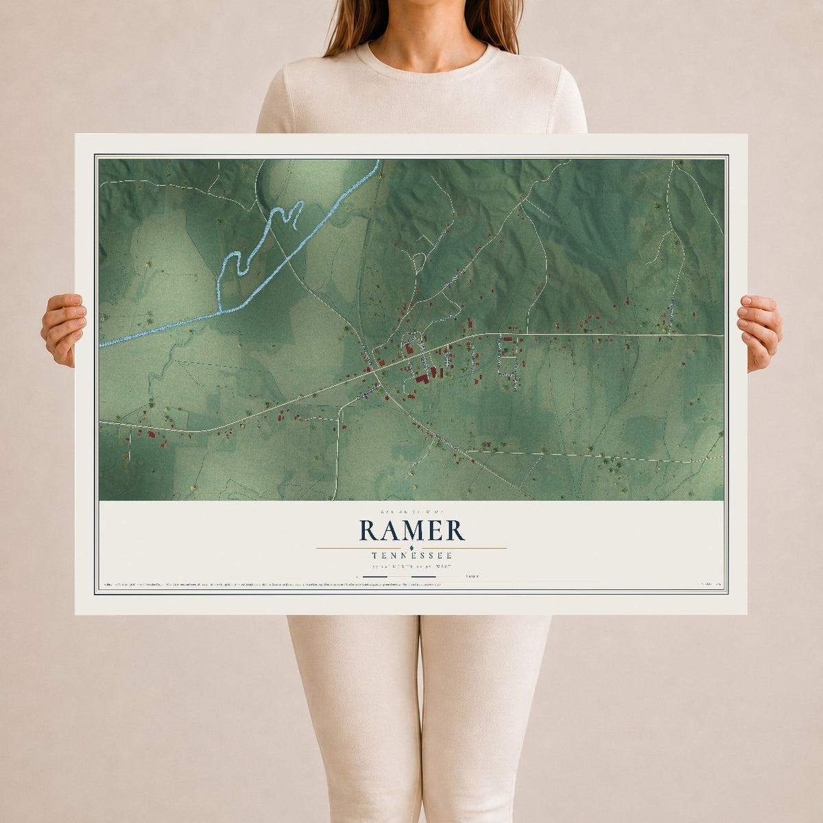 Map of Ramer, Tennessee, 24 x 36 inch unframed archival matte print