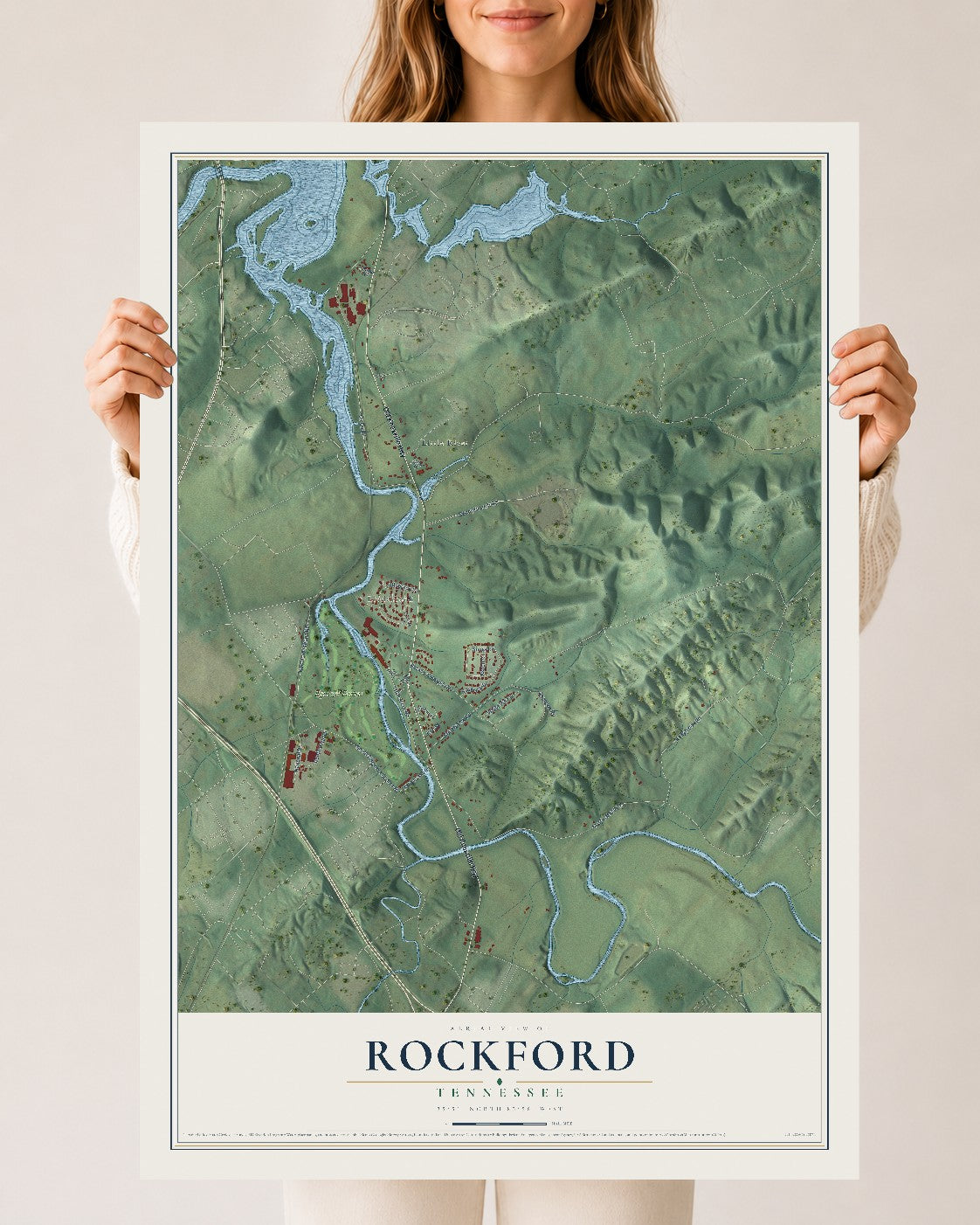 Map of Rockford, Tennessee, 24 x 36 inch unframed archival matte print