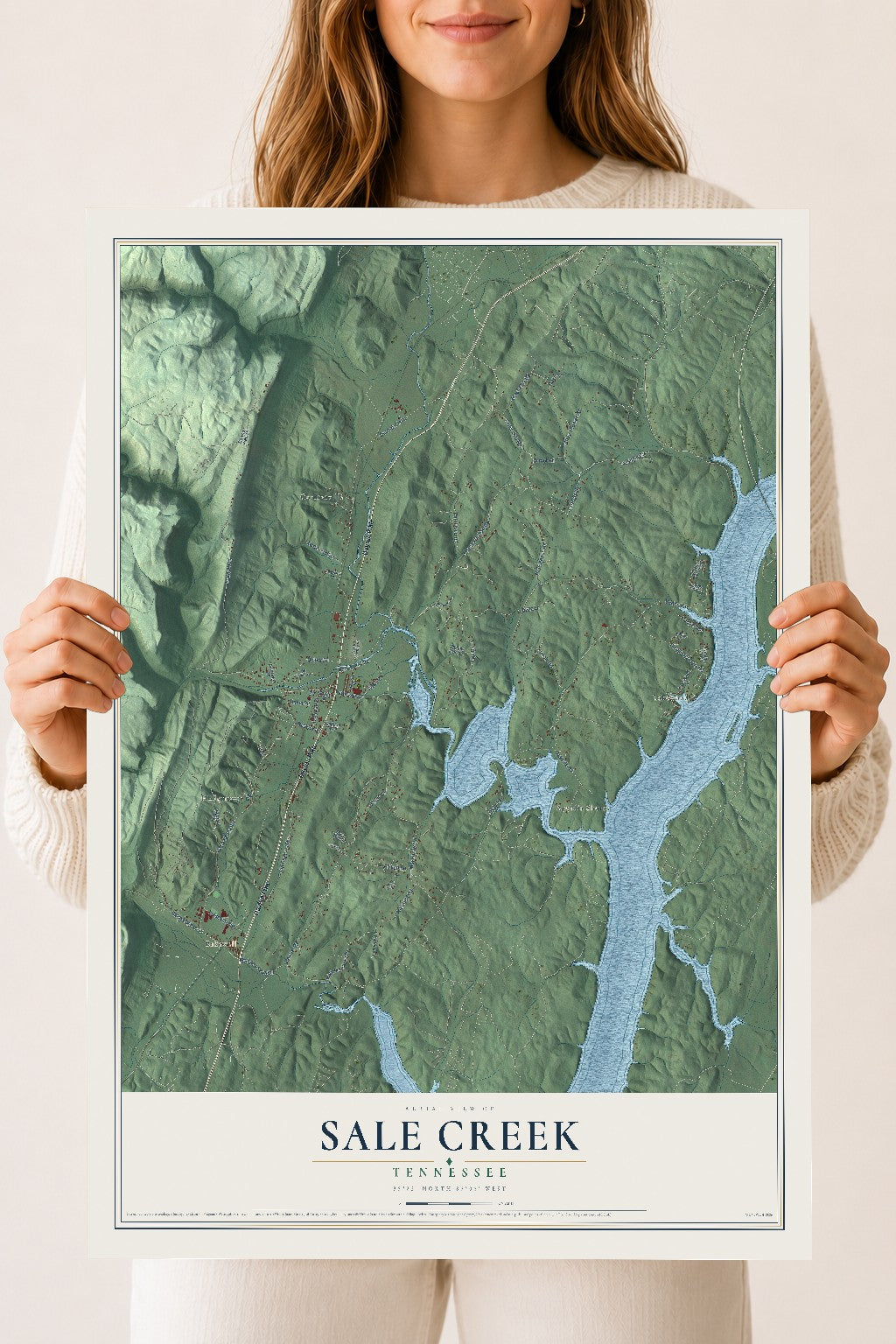 Map of Sale Creek, Tennessee, 18 x 24 inch unframed archival matte print