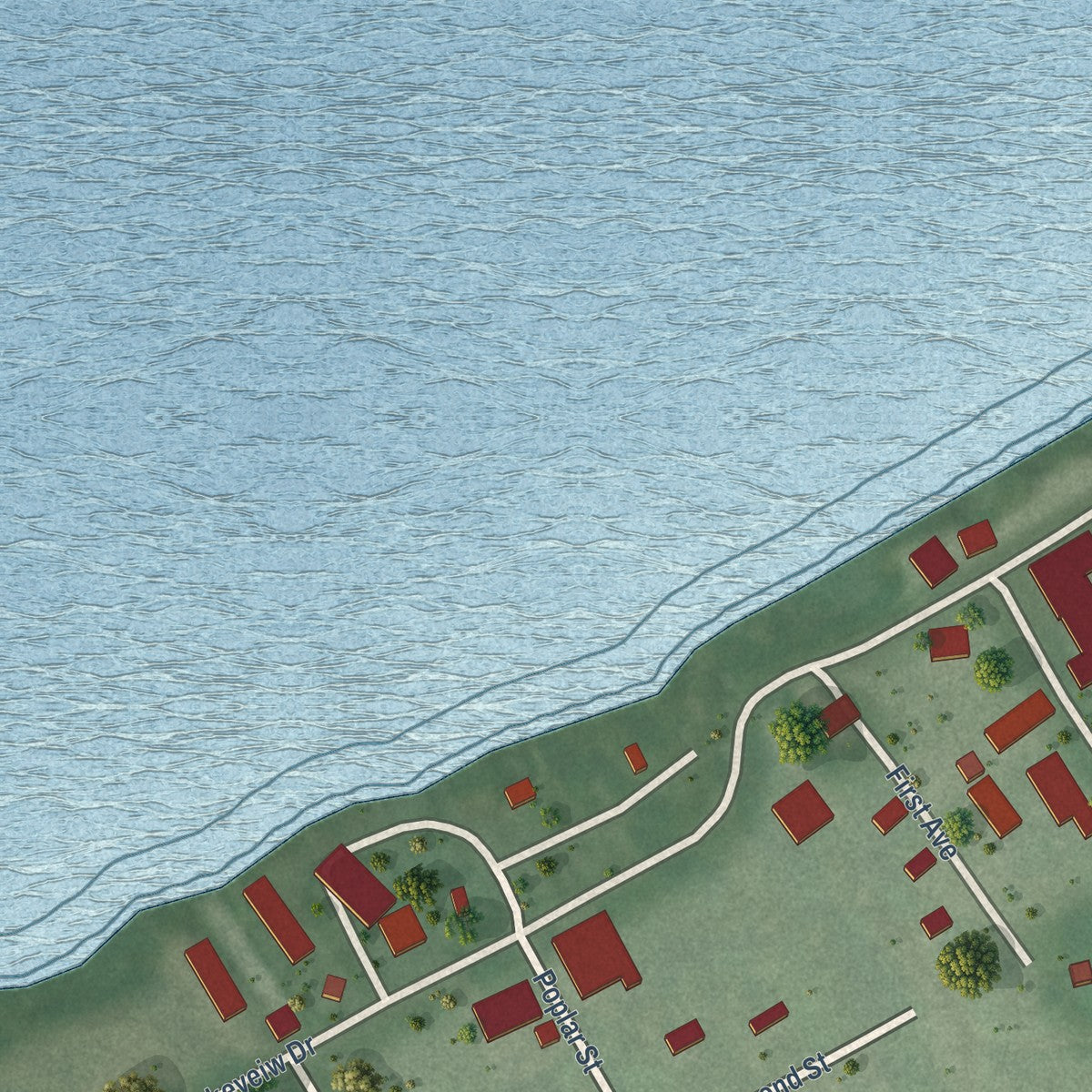 Close-up of the map of Samburg, Tennessee print showing street and building detail