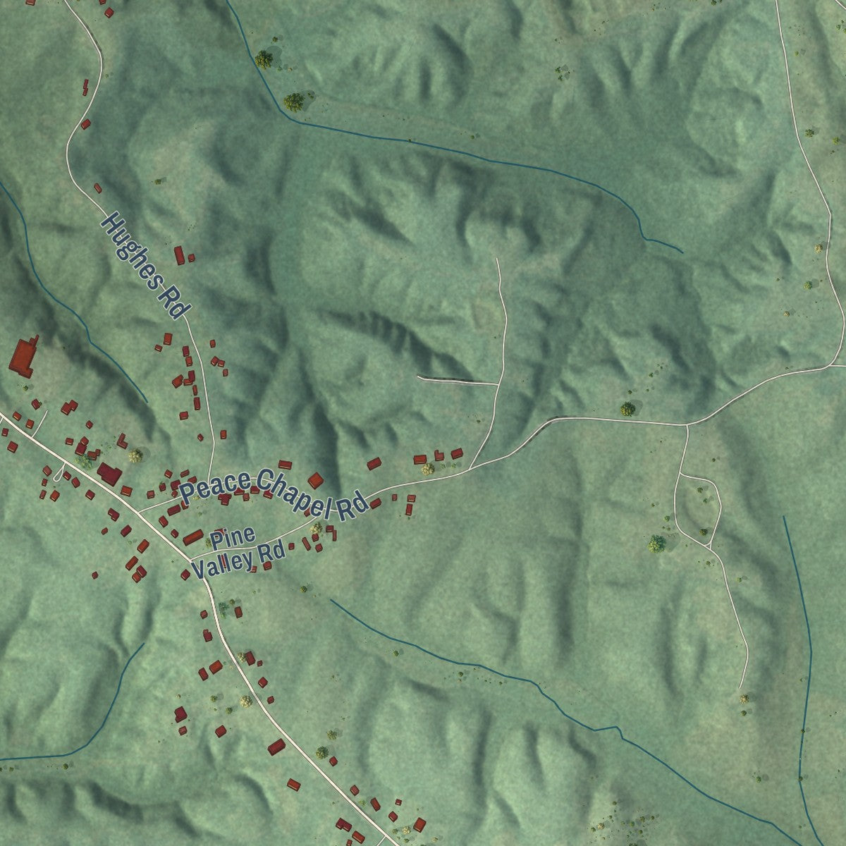 Second close-up of the map of Scotts Hill, Tennessee print showing more streets and buildings