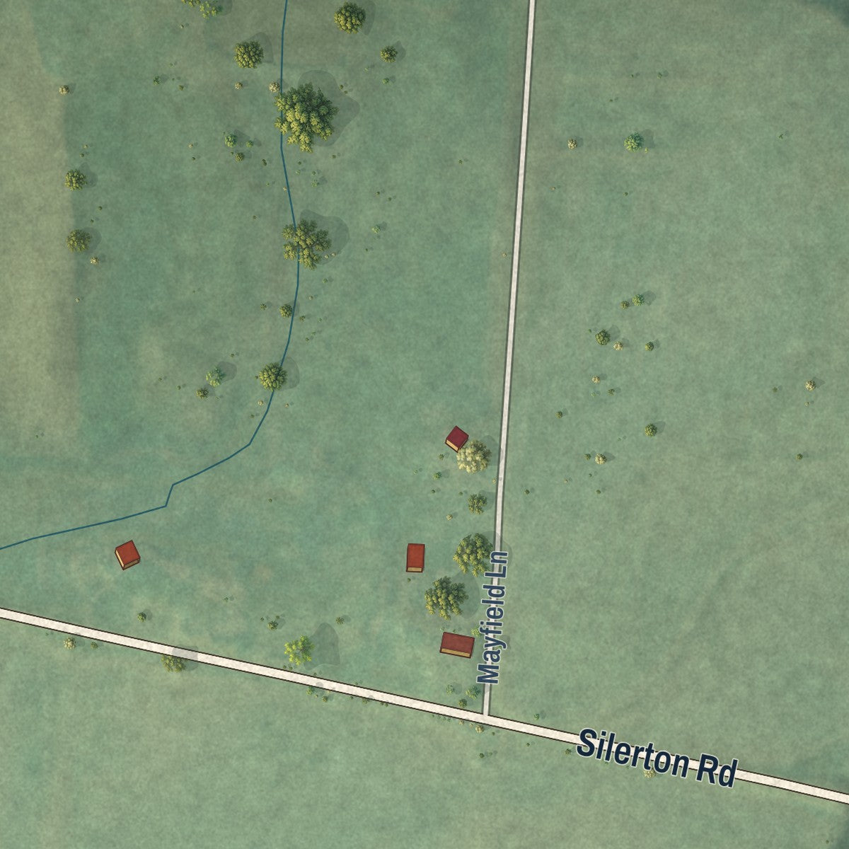 Second close-up of the map of Silerton, Tennessee print showing more streets and buildings