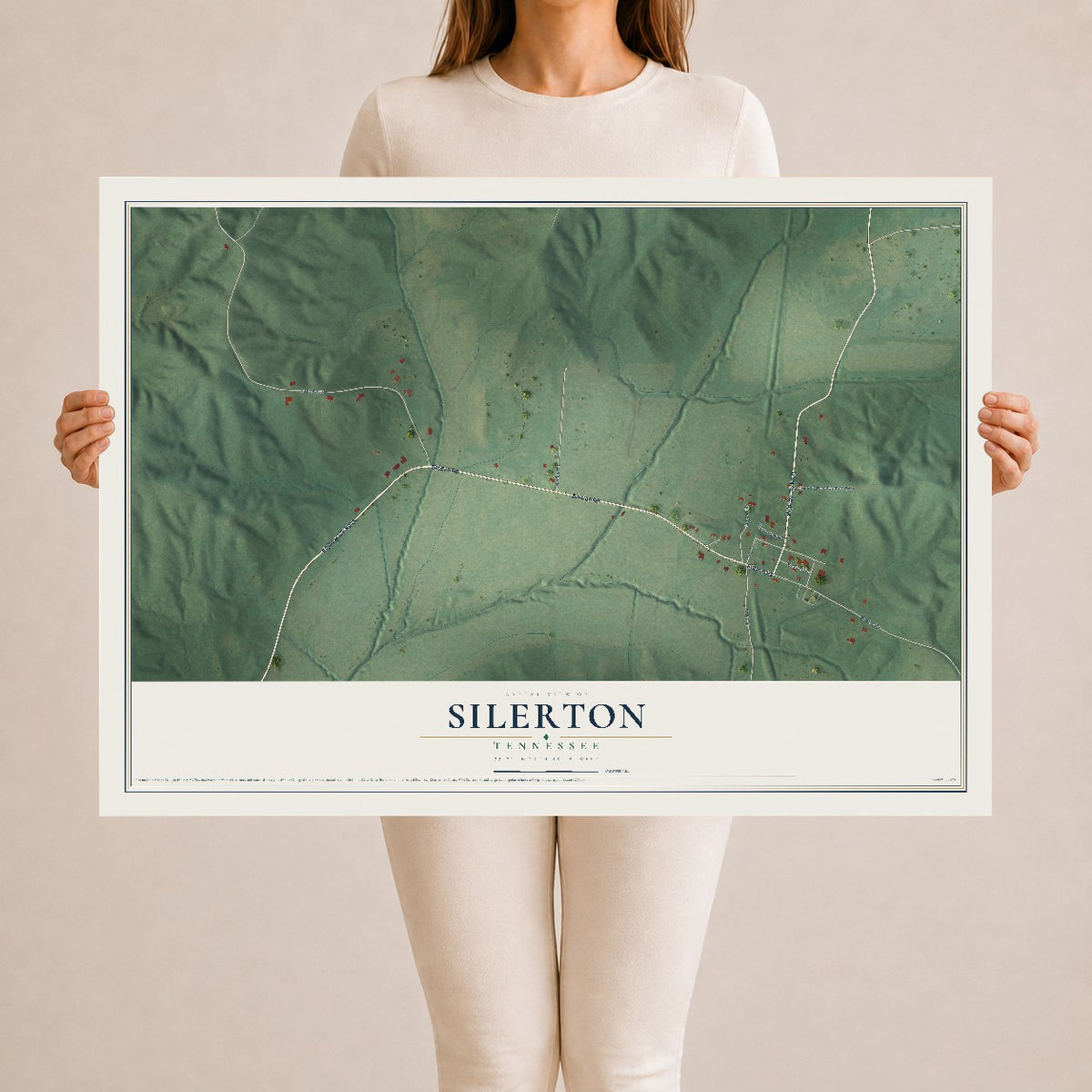 Map of Silerton, Tennessee, 24 x 36 inch unframed archival matte print