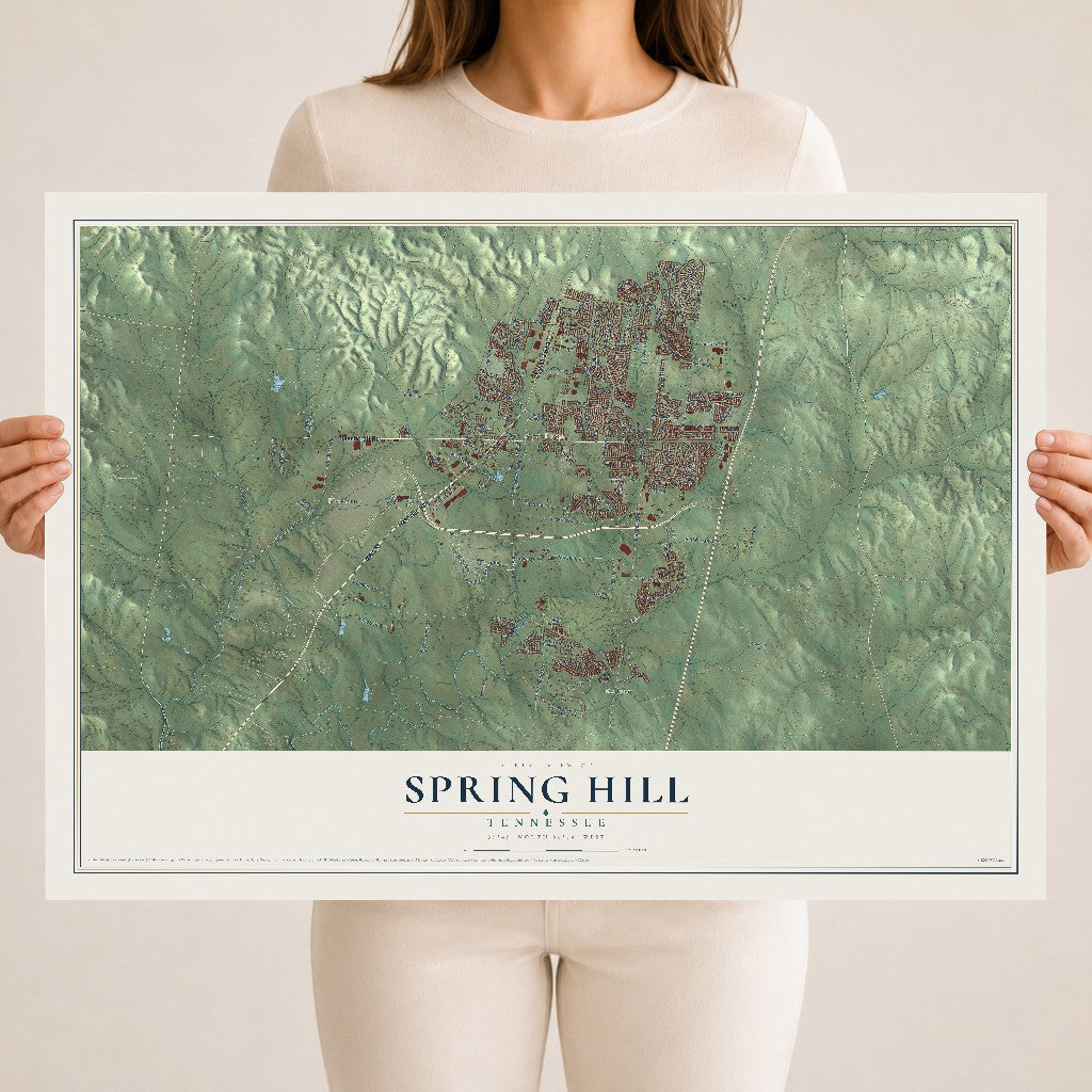 Map of Spring Hill, Tennessee, 18 x 24 inch unframed archival matte print