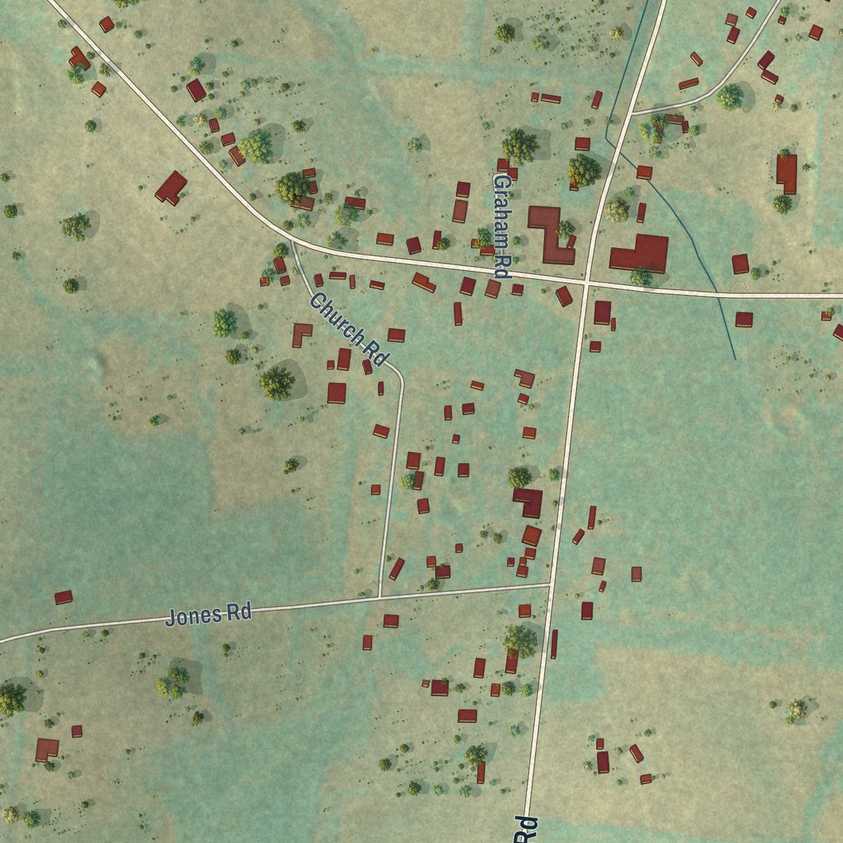 Close-up of the map of Taft, Tennessee print showing street and building detail