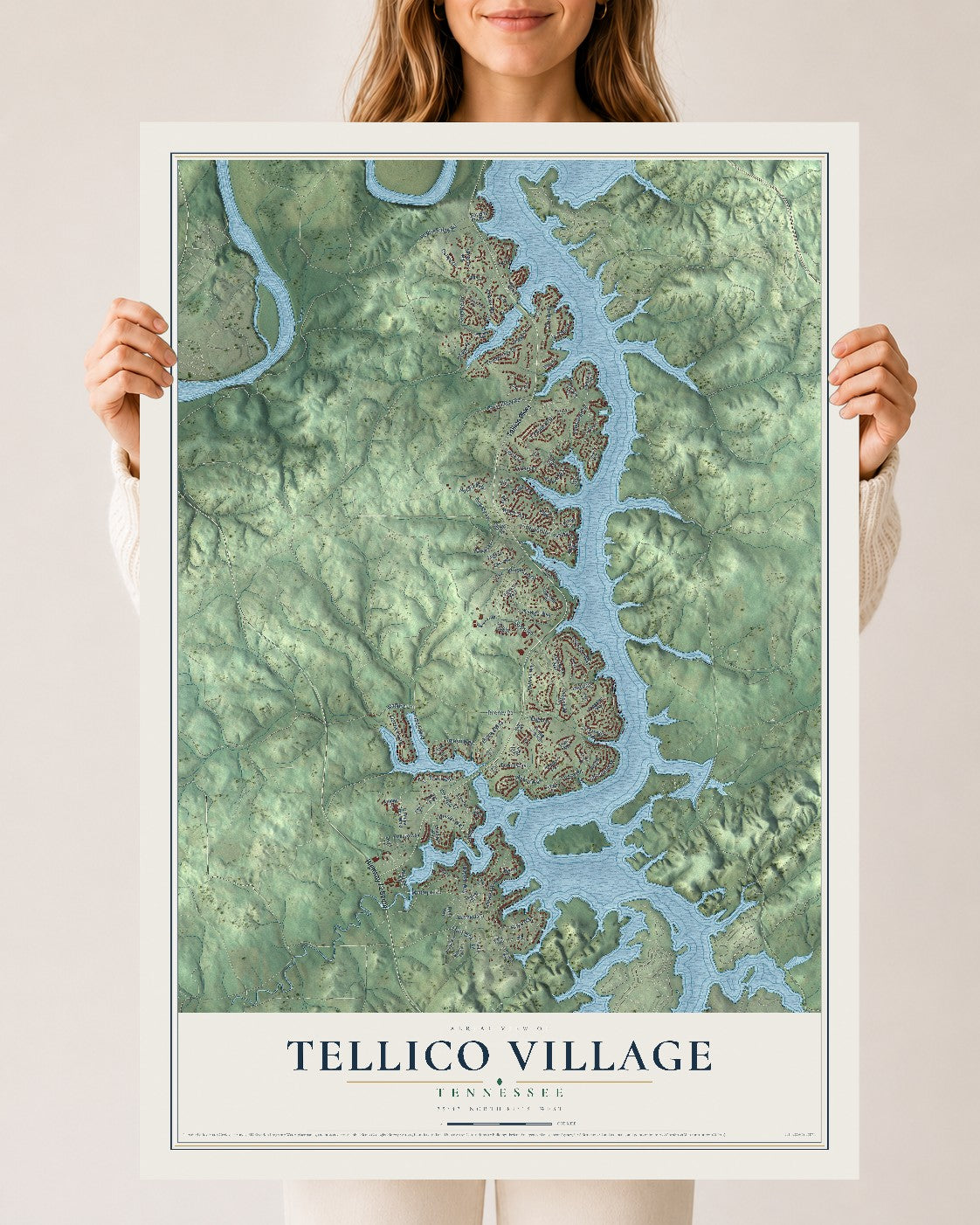 Map of Tellico Village, Tennessee, 24 x 36 inch unframed archival matte print