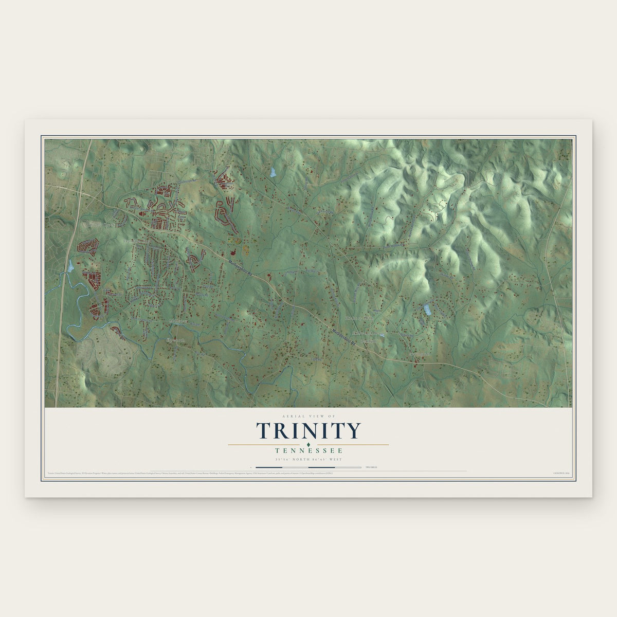 Trinity, Tennessee map print, the full design