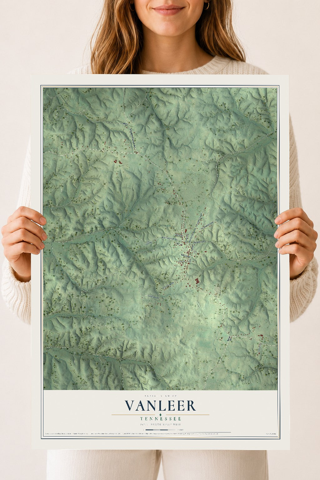 Map of Vanleer, Tennessee, 18 x 24 inch unframed archival matte print