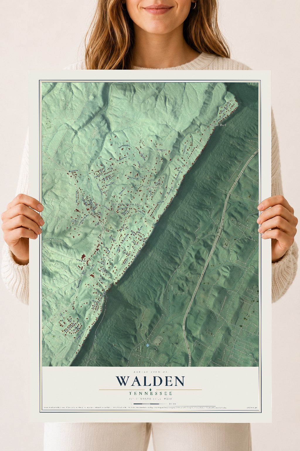 Map of Walden, Tennessee, 18 x 24 inch unframed archival matte print