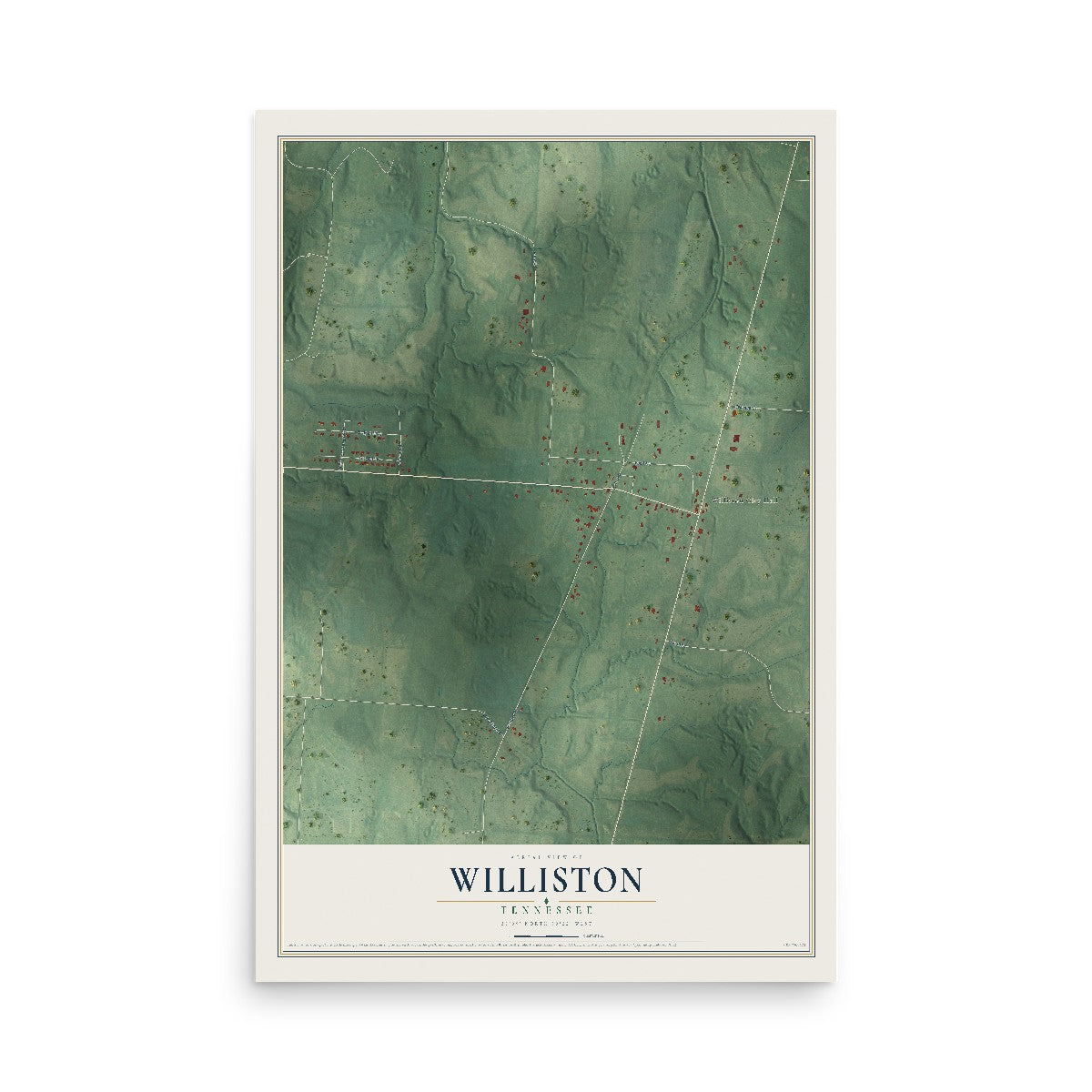 Map of Williston, Tennessee, 12 x 18 inch unframed archival matte print