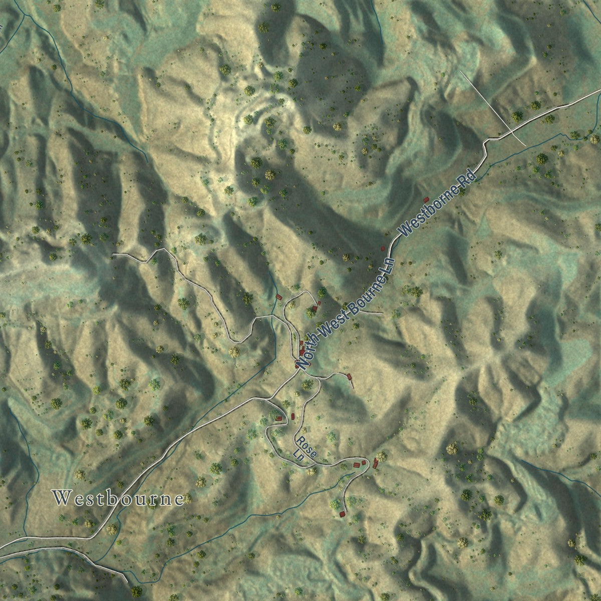 Close-up of the map of Wynn, Tennessee print showing street and building detail