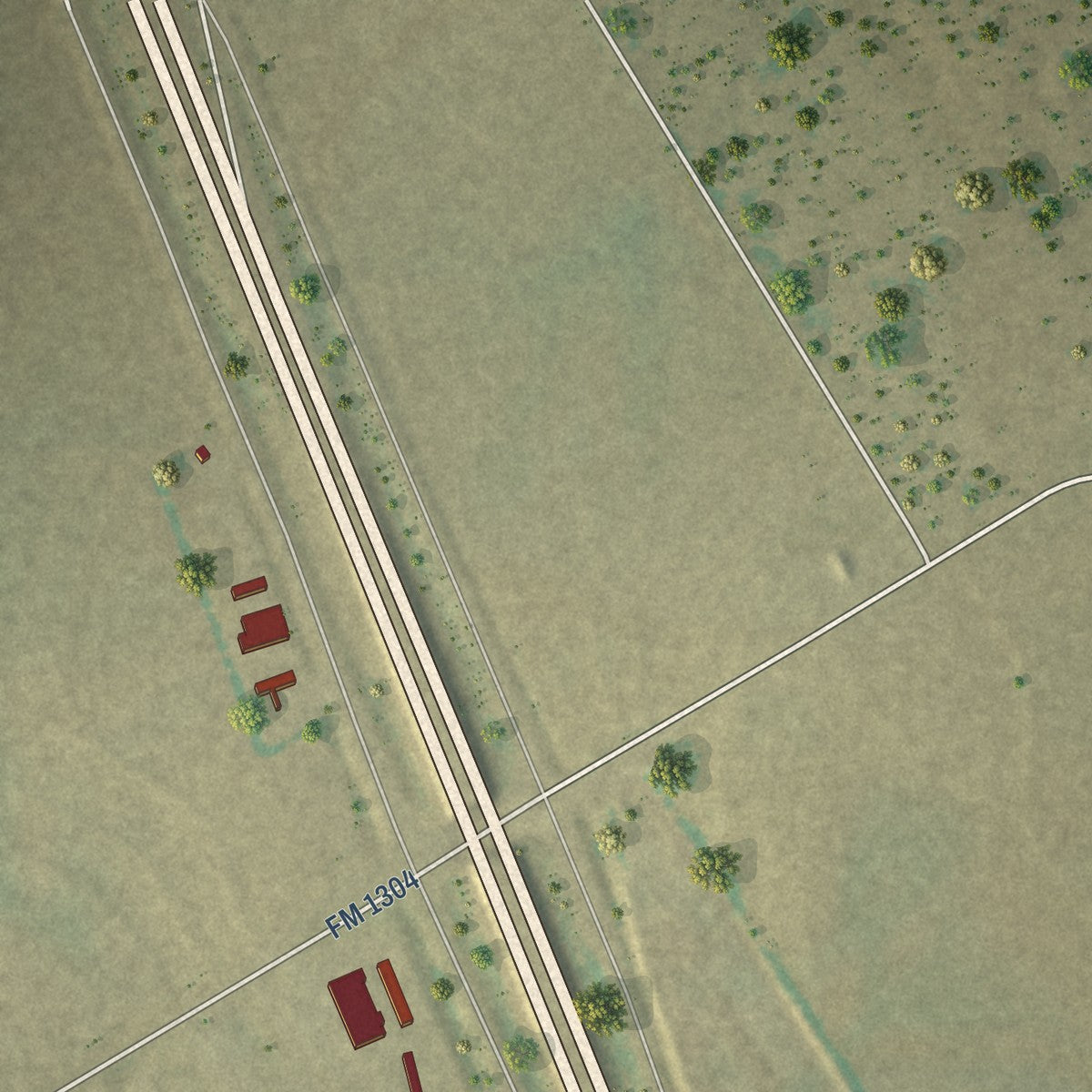 Second close-up of the map of Abbott, Texas print showing more streets and buildings