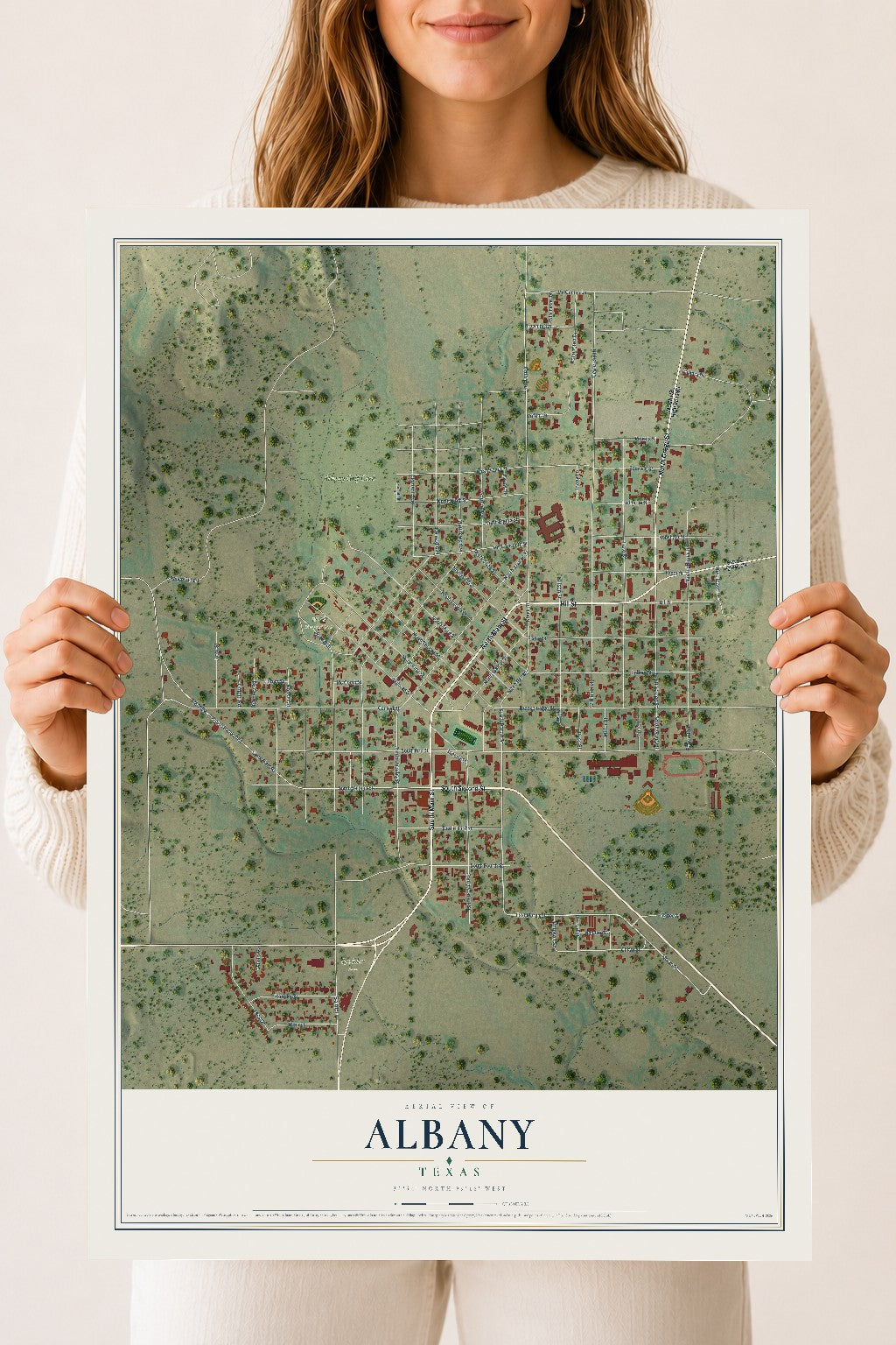 Map of Albany, Texas, 18 x 24 inch unframed archival matte print