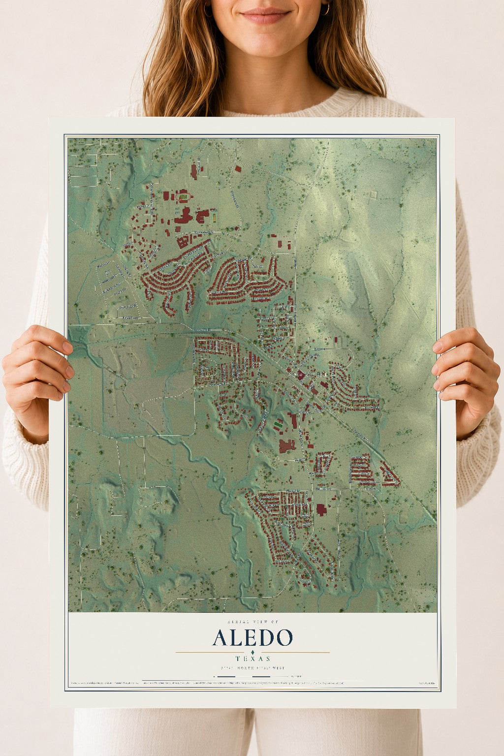 Map of Aledo, Texas, 18 x 24 inch unframed archival matte print