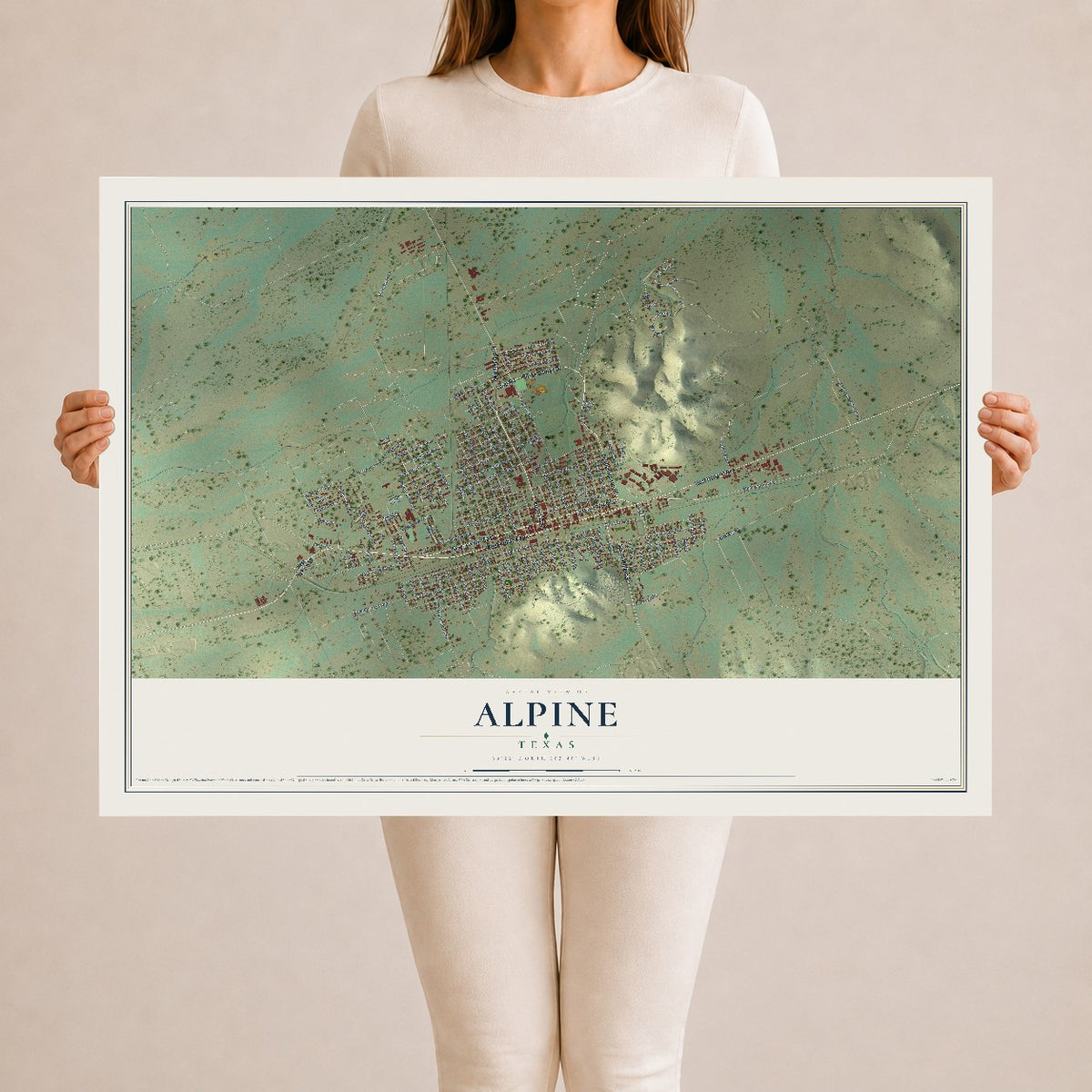 Map of Alpine, Texas, 24 x 36 inch unframed archival matte print