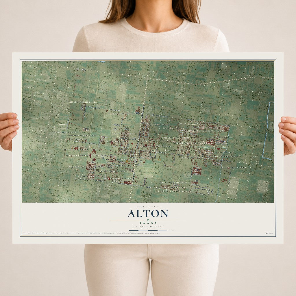 Map of Alton, Texas, 18 x 24 inch unframed archival matte print