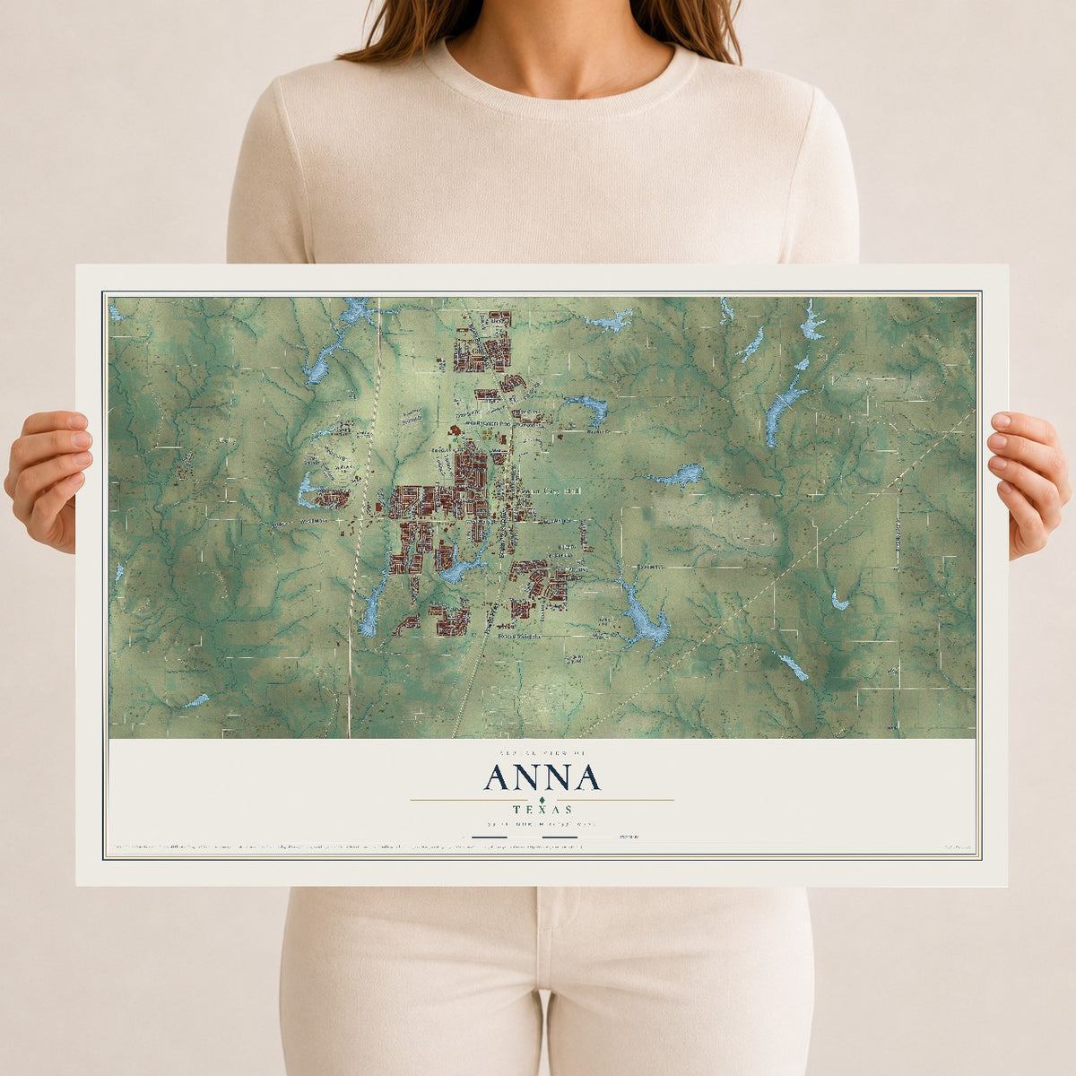 Map of Anna, Texas, 12 x 18 inch unframed archival matte print