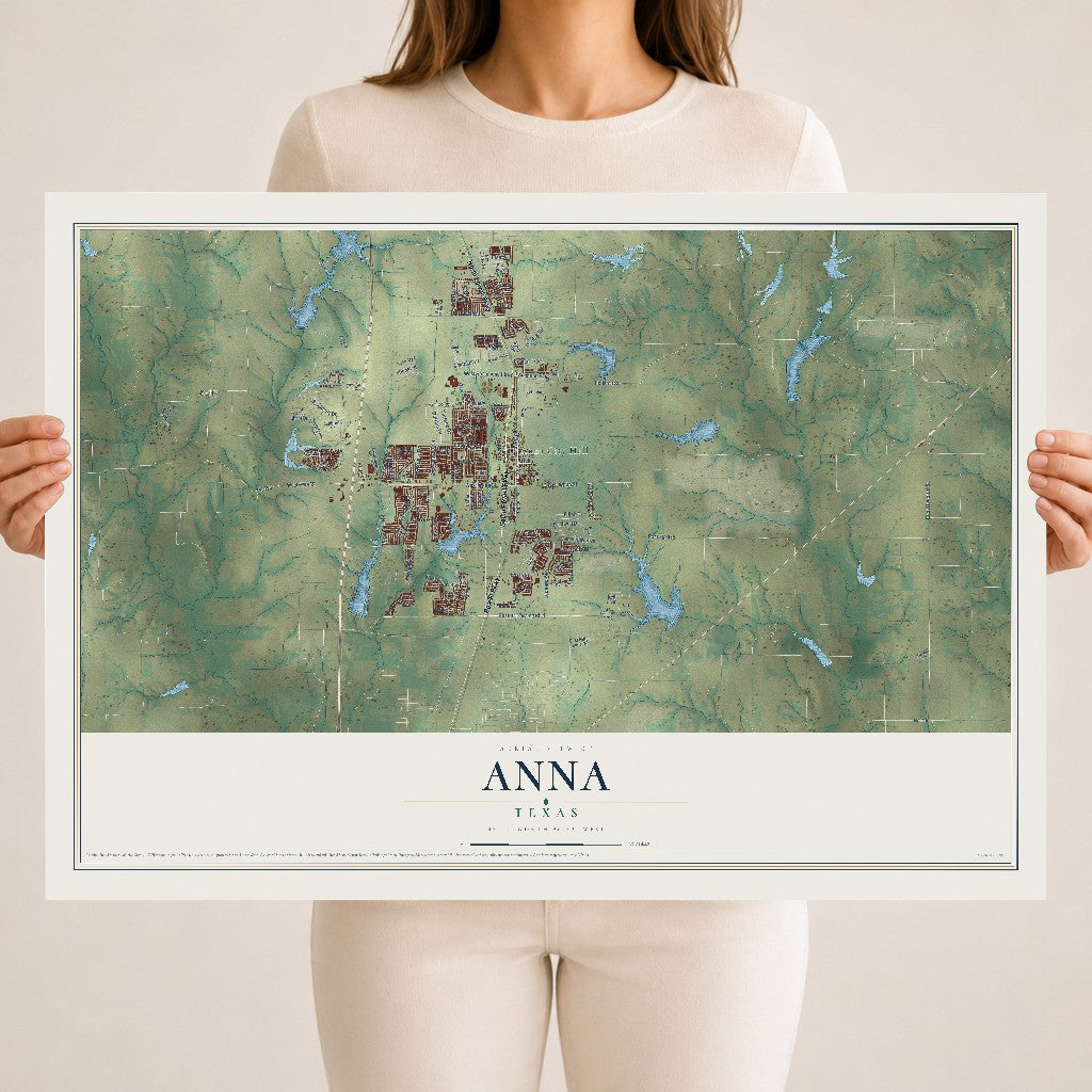 Map of Anna, Texas, 18 x 24 inch unframed archival matte print