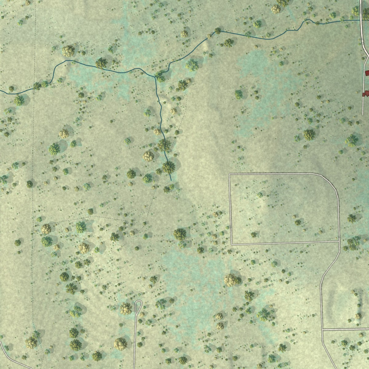 Close-up of the map of Annetta South, Texas print showing street and building detail