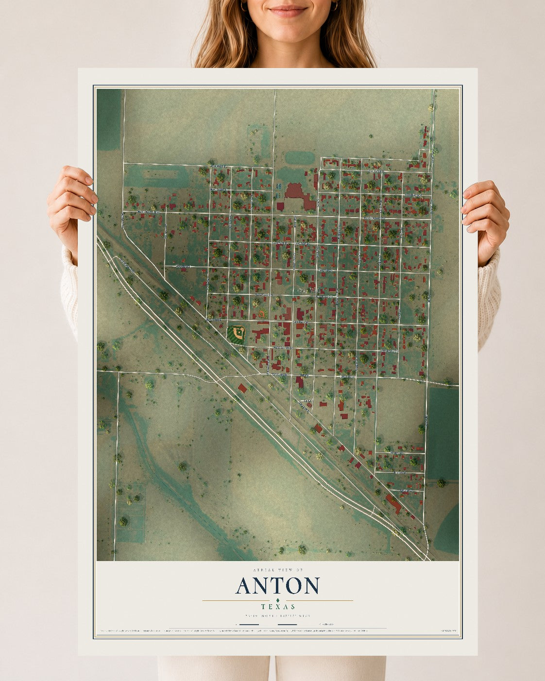 Map of Anton, Texas, 24 x 36 inch unframed archival matte print