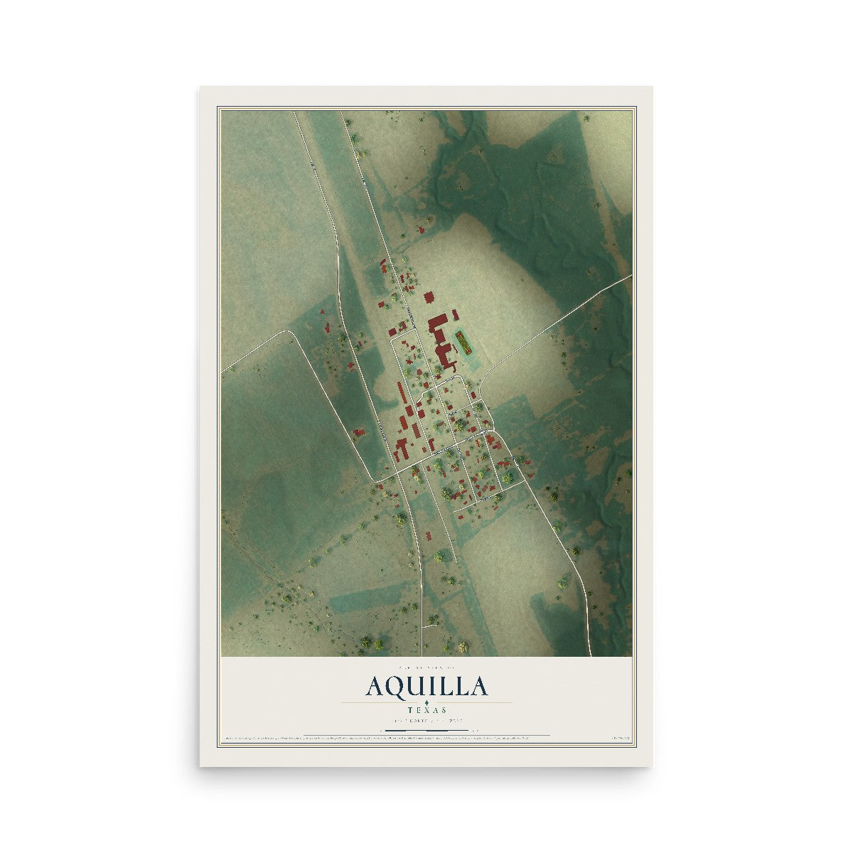 Map of Aquilla, Texas, 12 x 18 inch unframed archival matte print