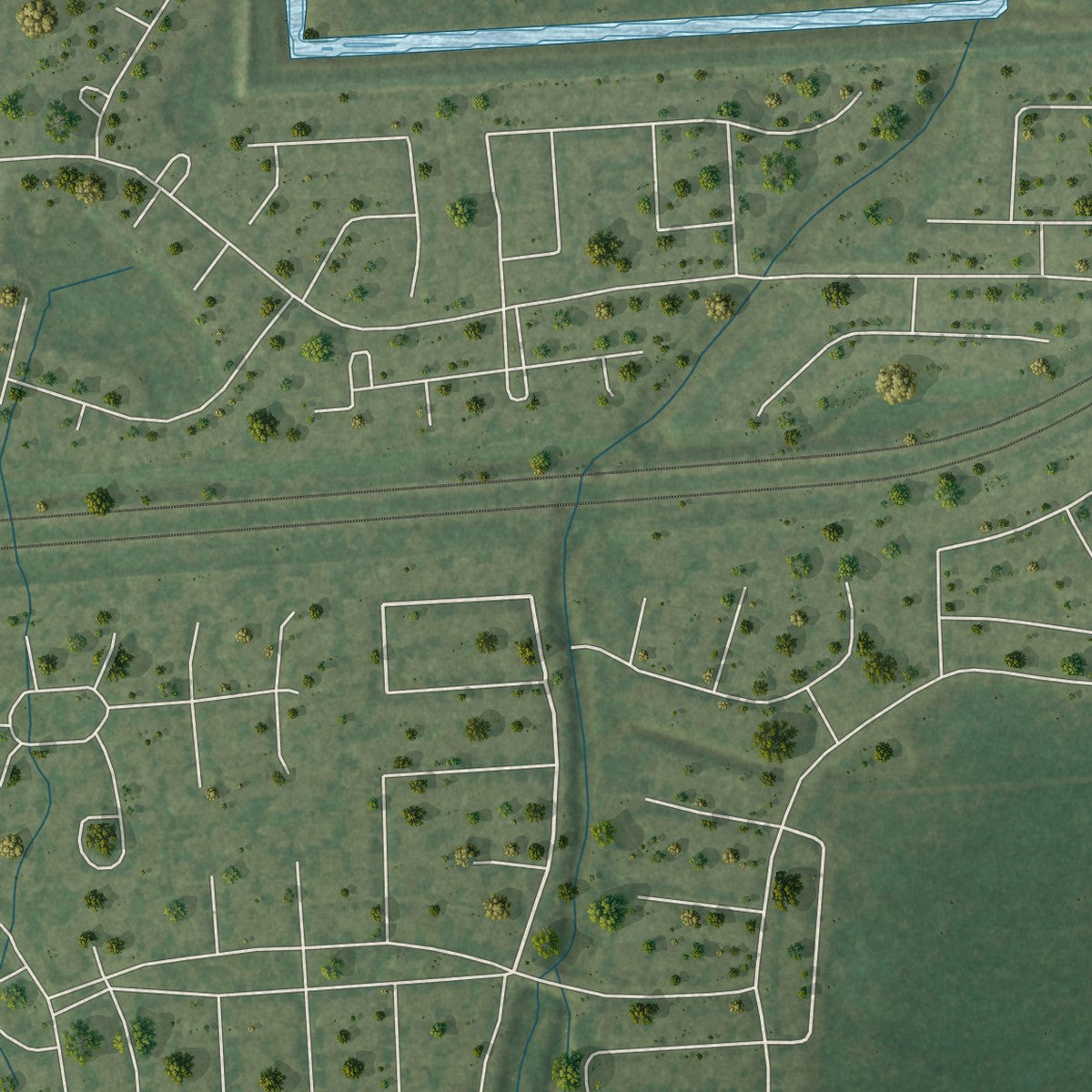 Second close-up of the map of Arcola, Texas print showing more streets and buildings