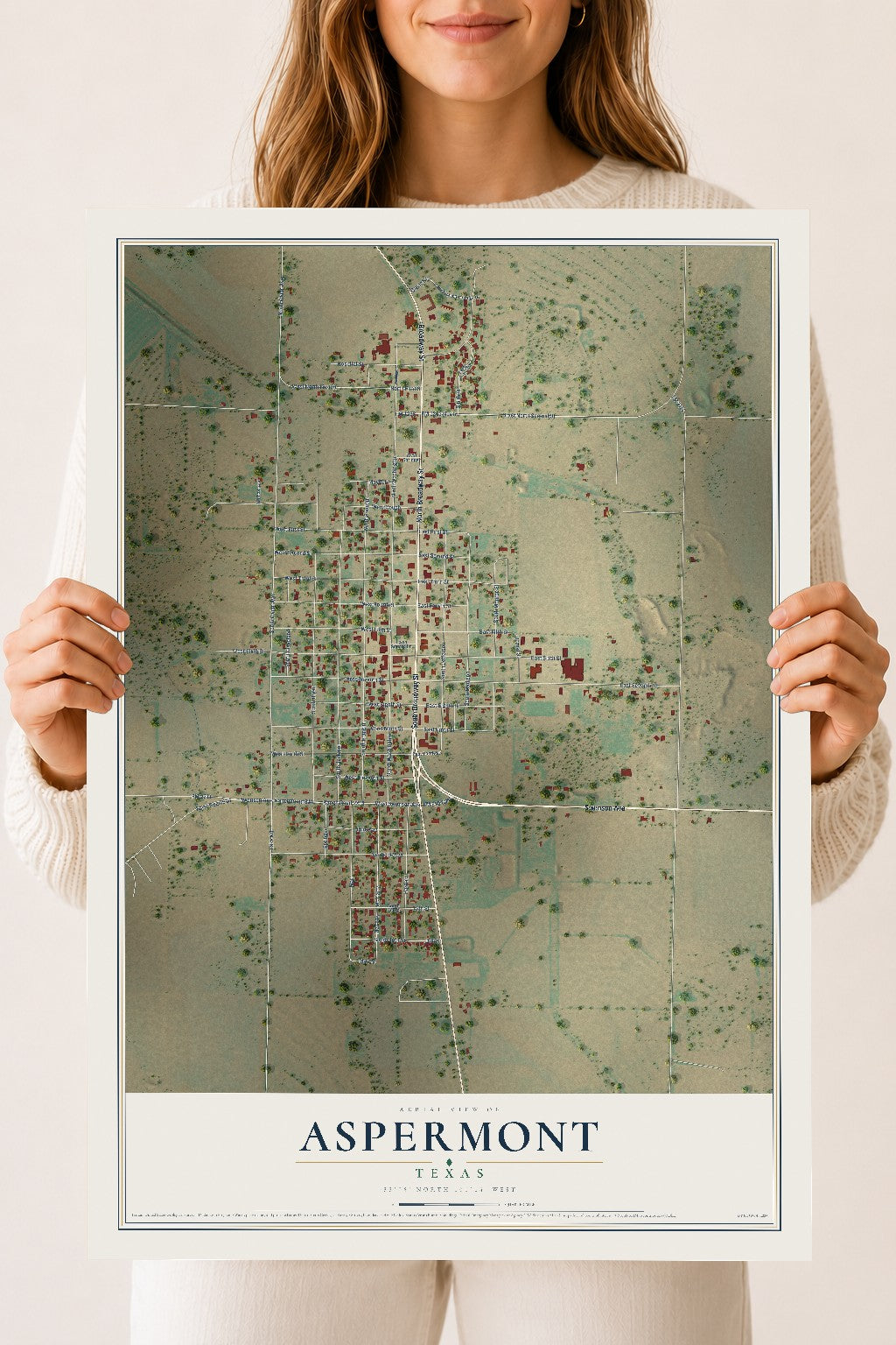 Map of Aspermont, Texas, 18 x 24 inch unframed archival matte print