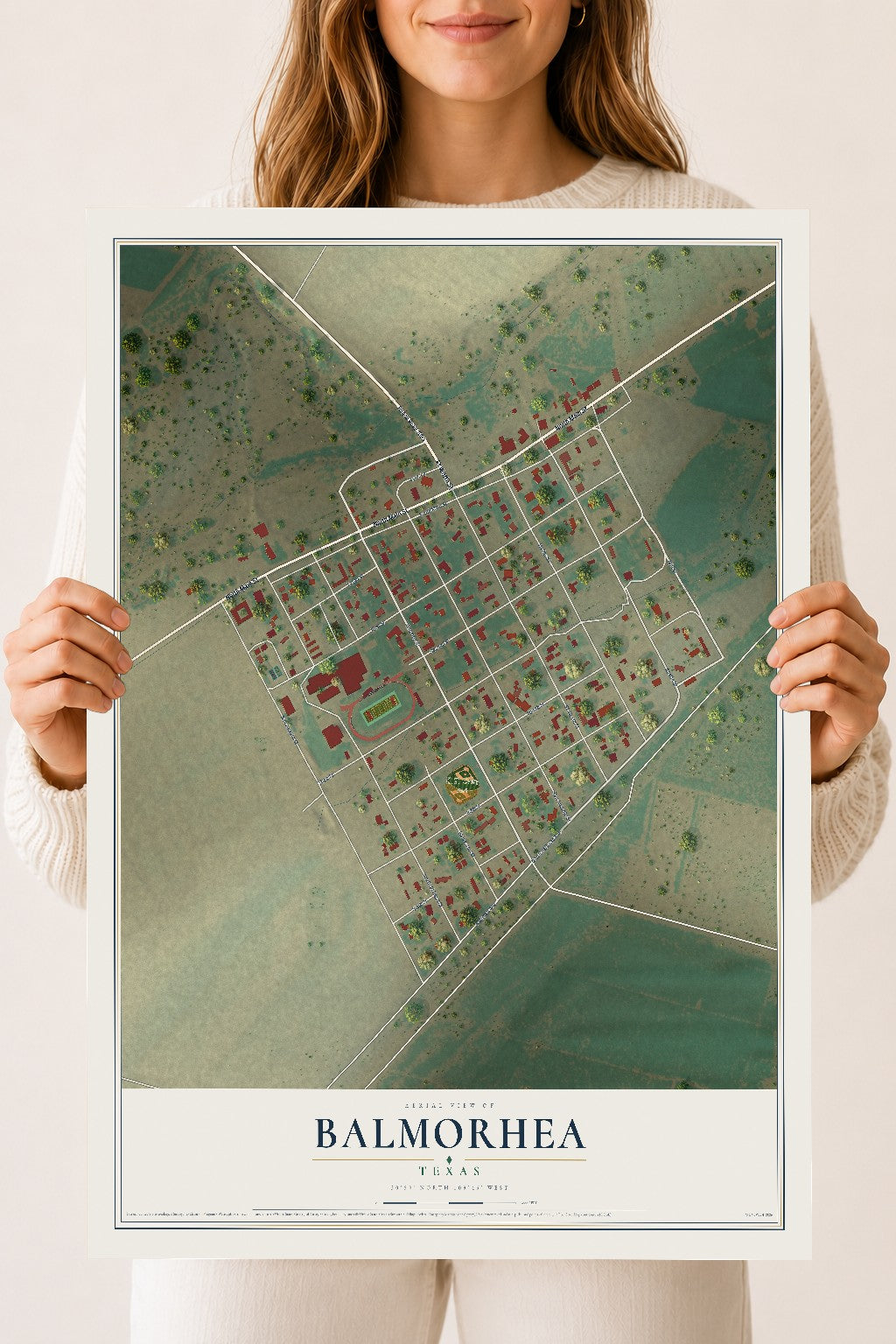 Map of Balmorhea, Texas, 18 x 24 inch unframed archival matte print