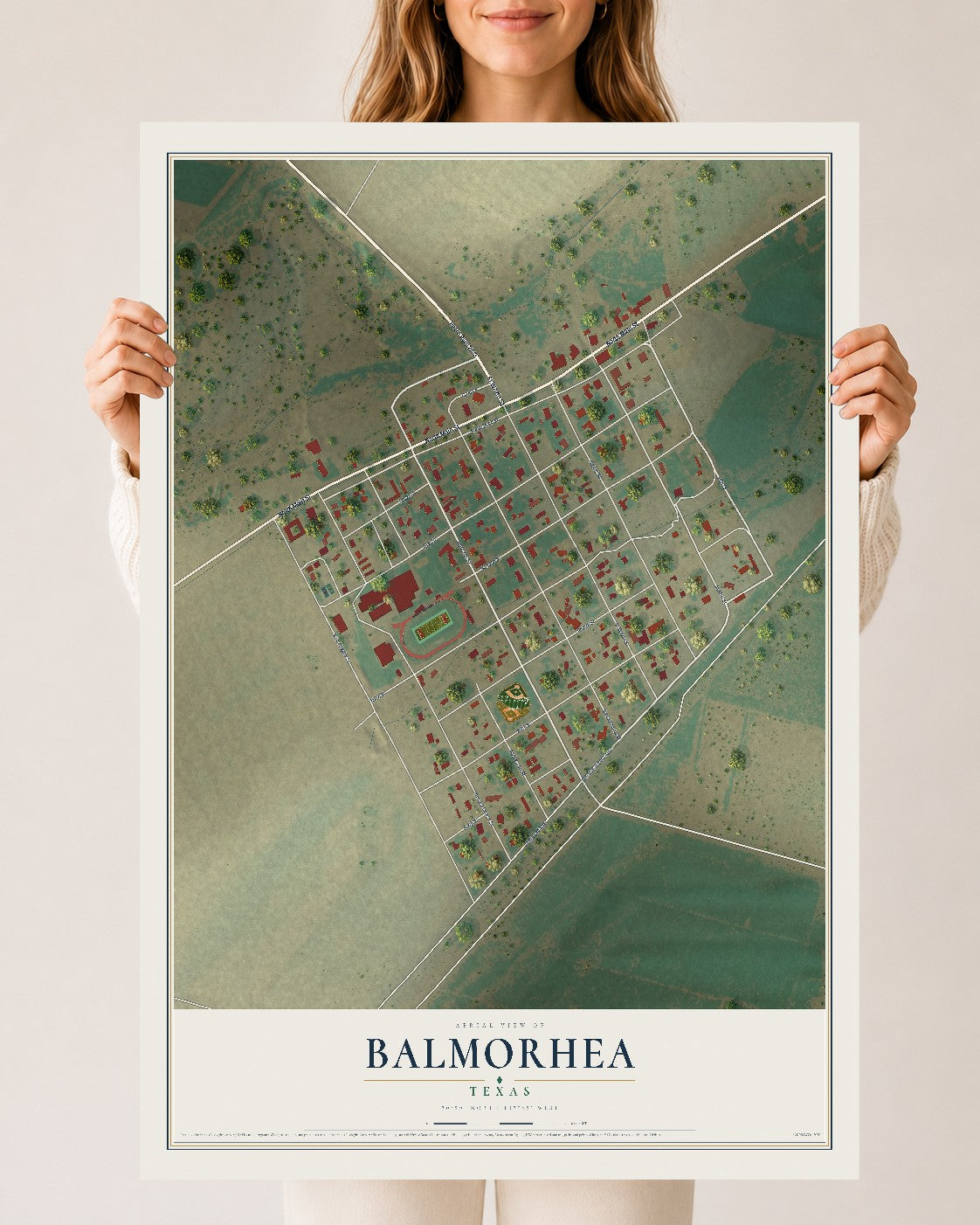Map of Balmorhea, Texas, 24 x 36 inch unframed archival matte print