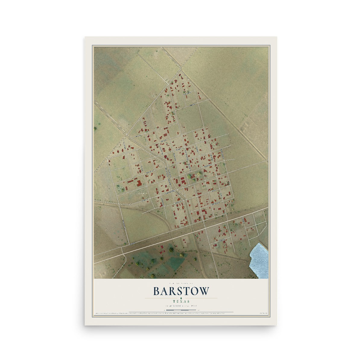 Map of Barstow, Texas, 12 x 18 inch unframed archival matte print