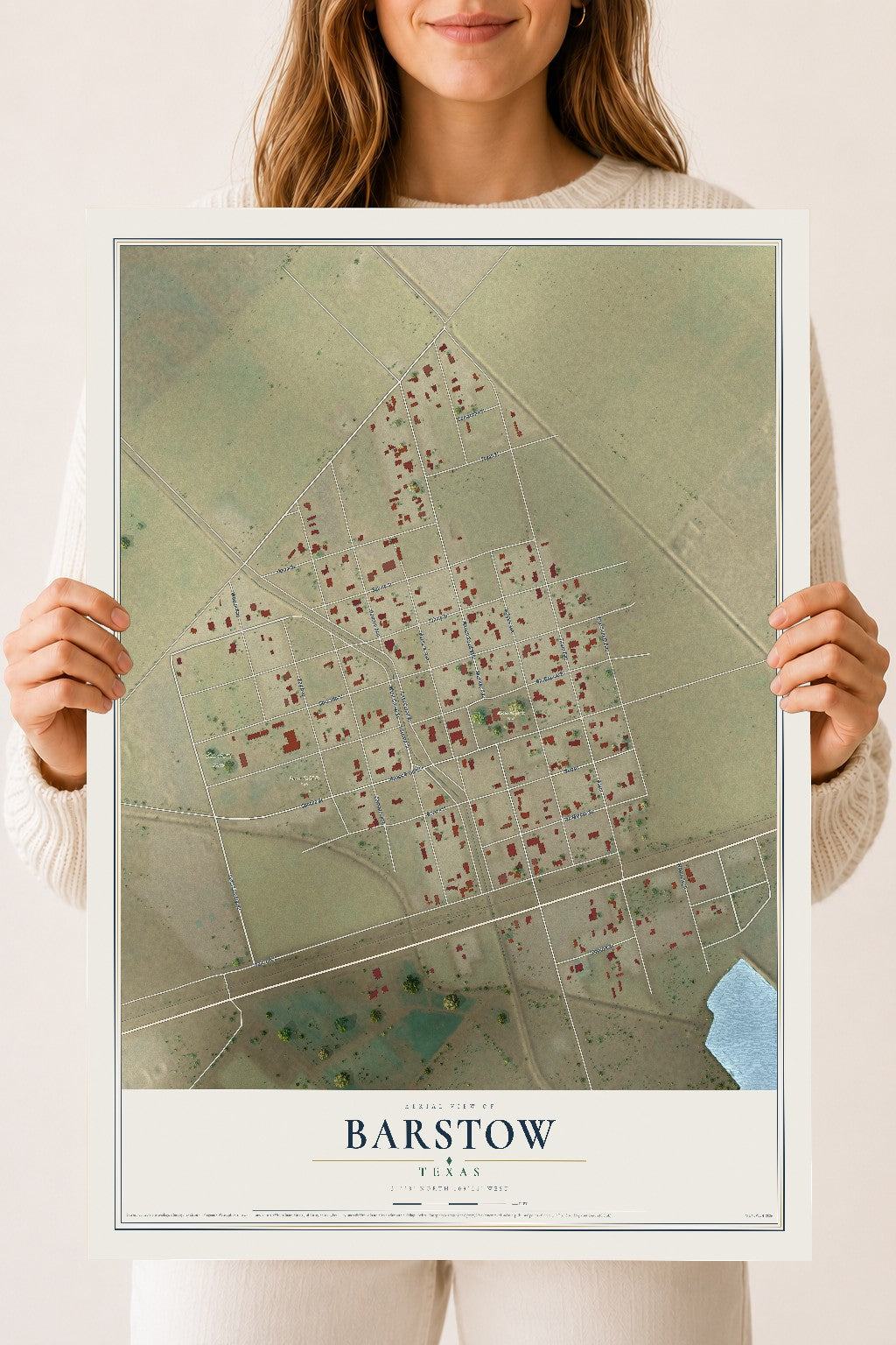 Map of Barstow, Texas, 18 x 24 inch unframed archival matte print