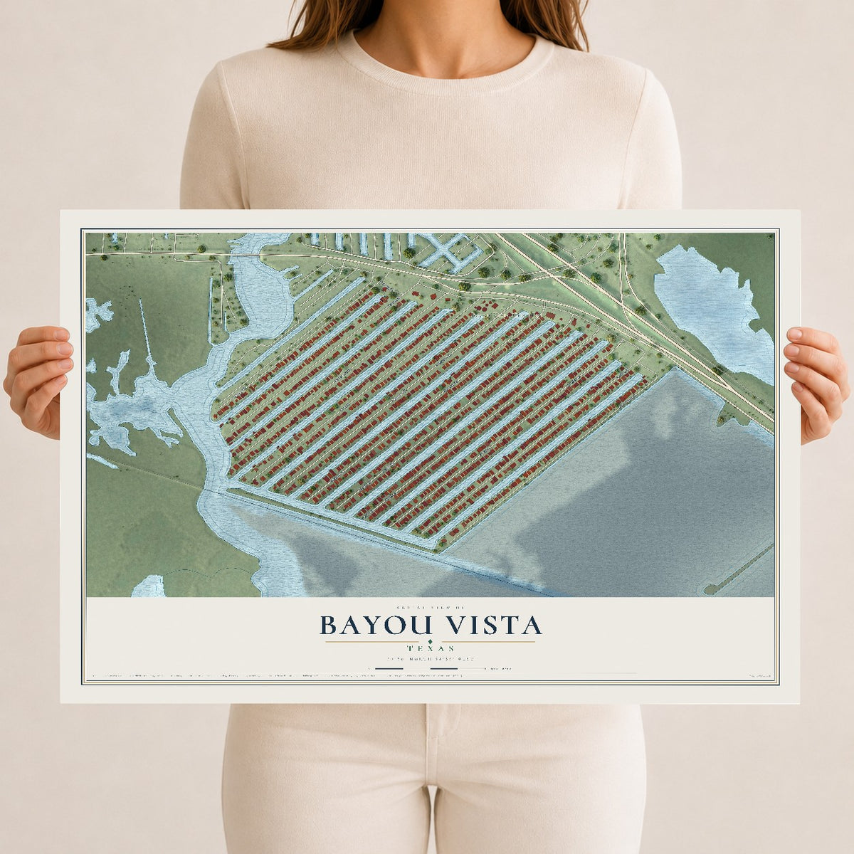 Map of Bayou Vista, Texas, 12 x 18 inch unframed archival matte print