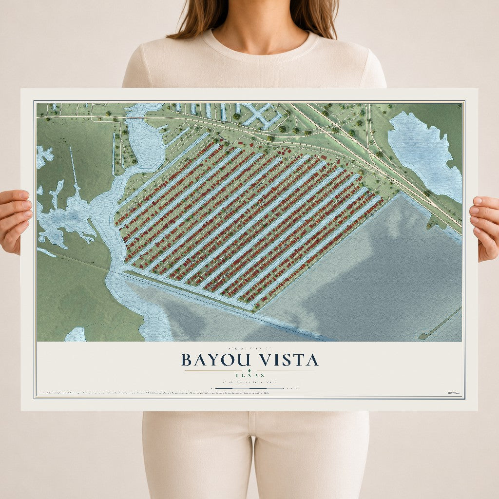 Map of Bayou Vista, Texas, 18 x 24 inch unframed archival matte print