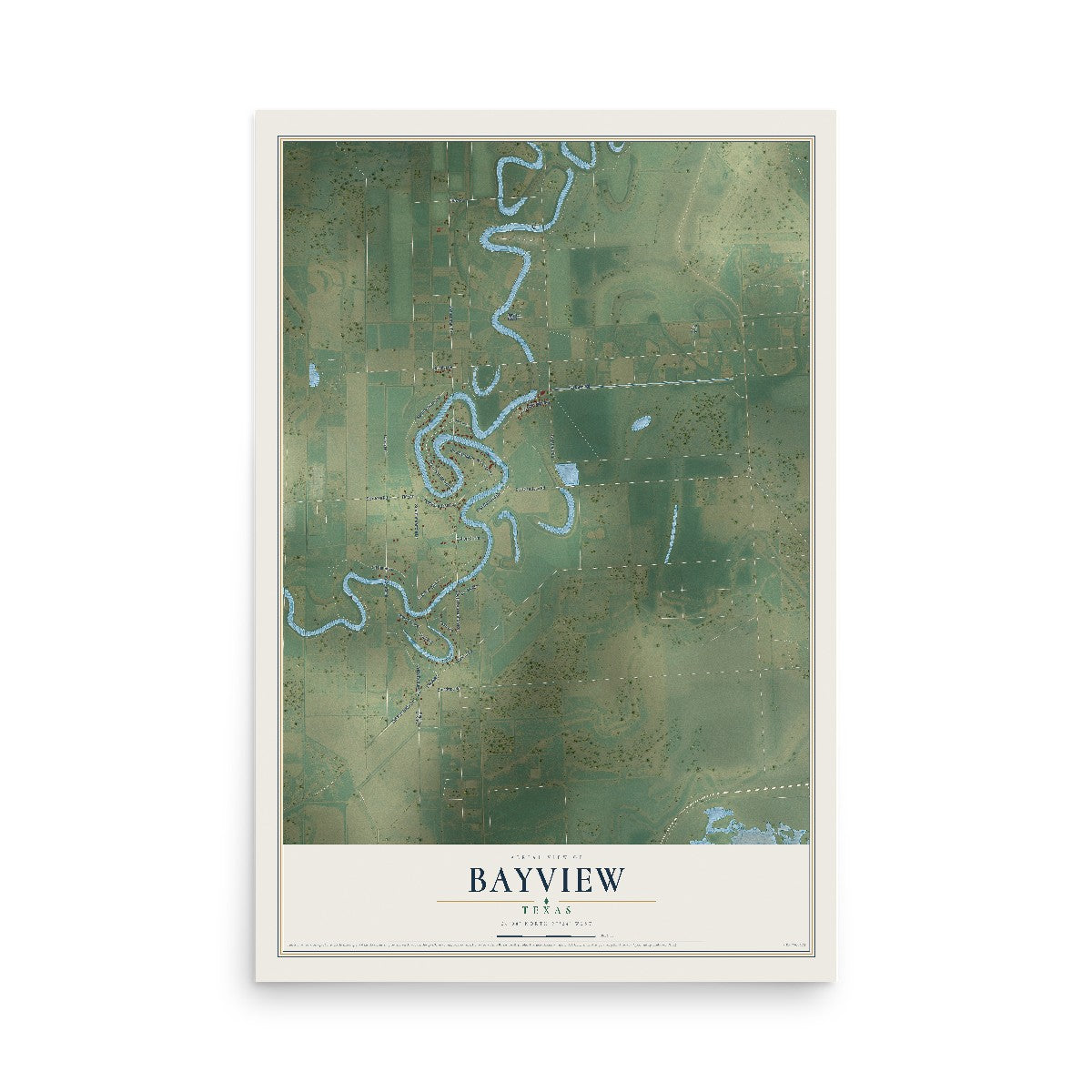 Map of Bayview, Texas, 12 x 18 inch unframed archival matte print