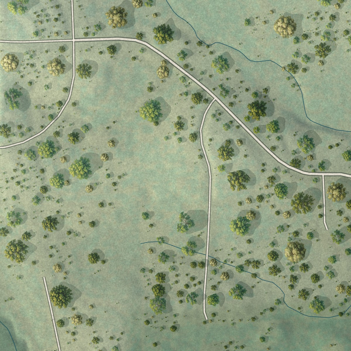 Close-up of the map of Bear Creek, Texas print showing street and building detail