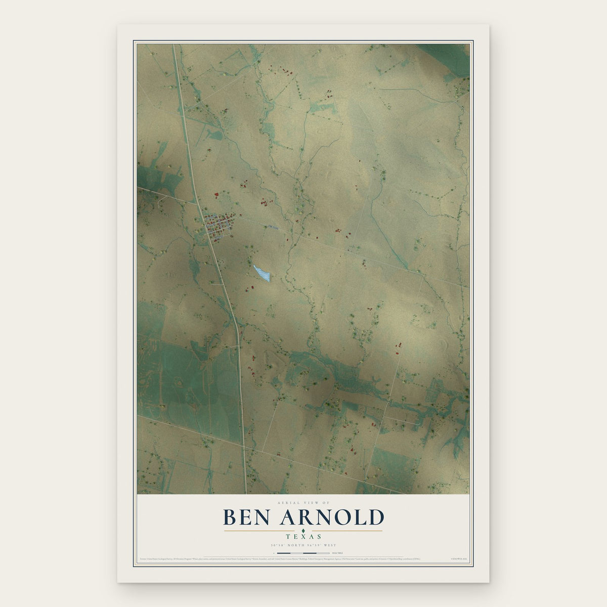 Ben Arnold, Texas map print, the full design