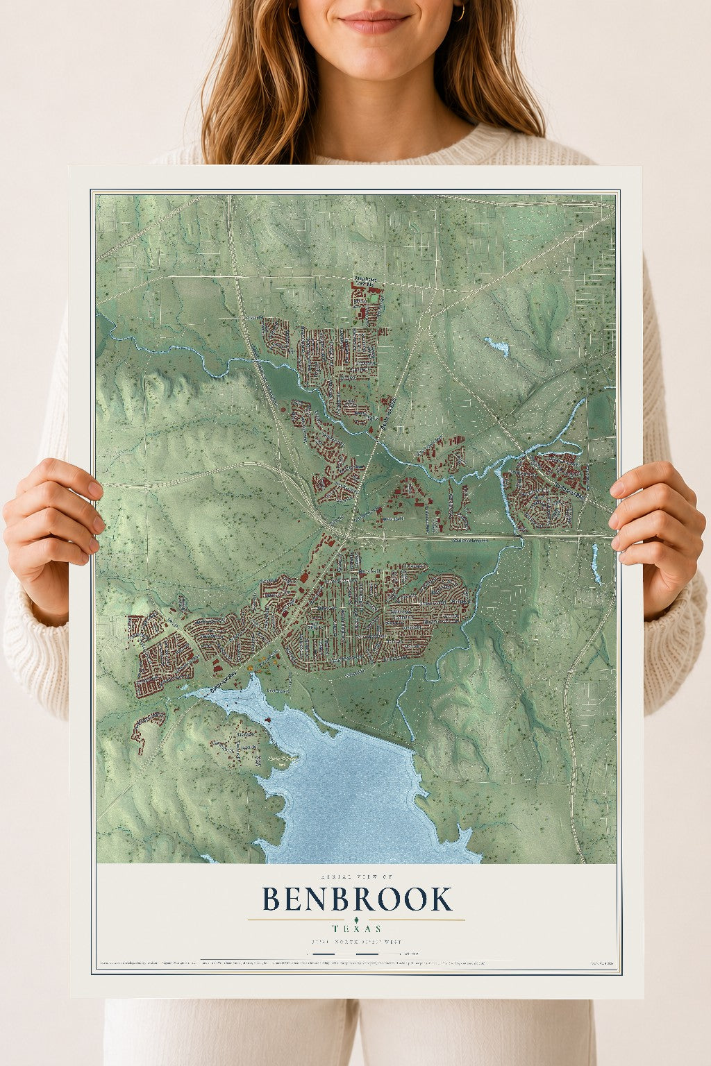Map of Benbrook, Texas, 18 x 24 inch unframed archival matte print