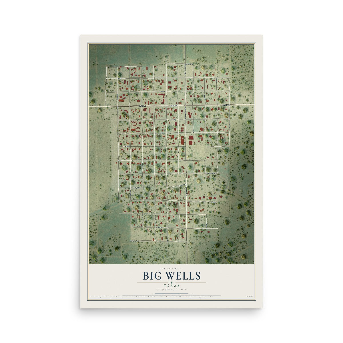 Map of Big Wells, Texas, 12 x 18 inch unframed archival matte print