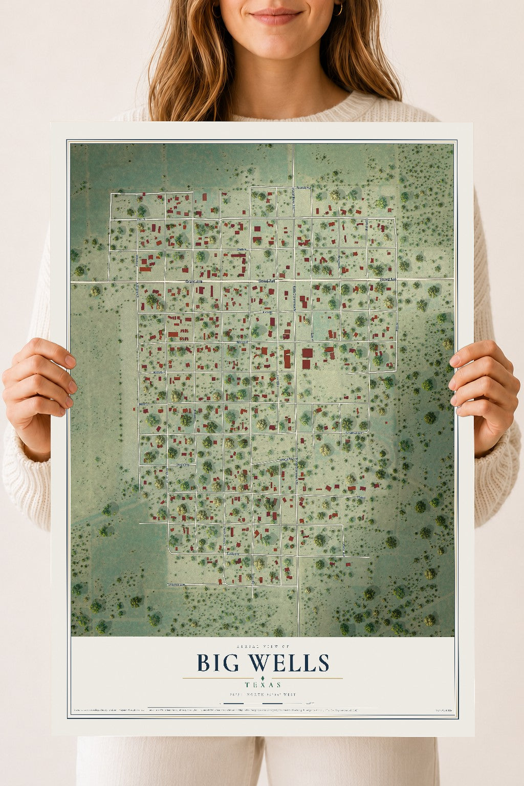 Map of Big Wells, Texas, 18 x 24 inch unframed archival matte print