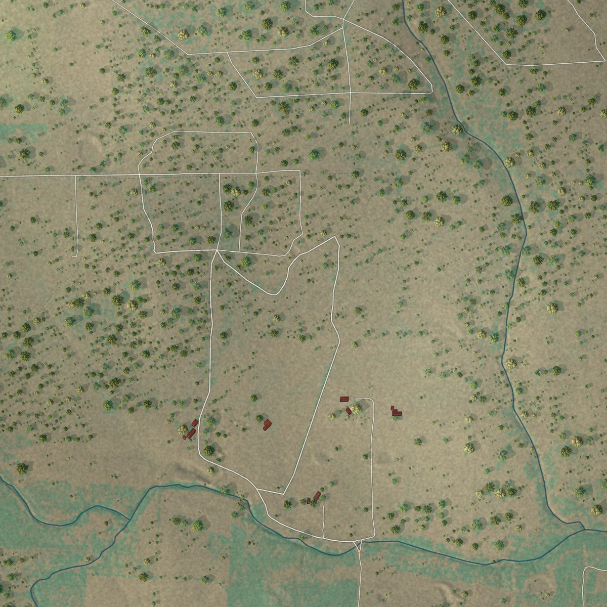 Close-up of the map of Bigfoot, Texas print showing street and building detail
