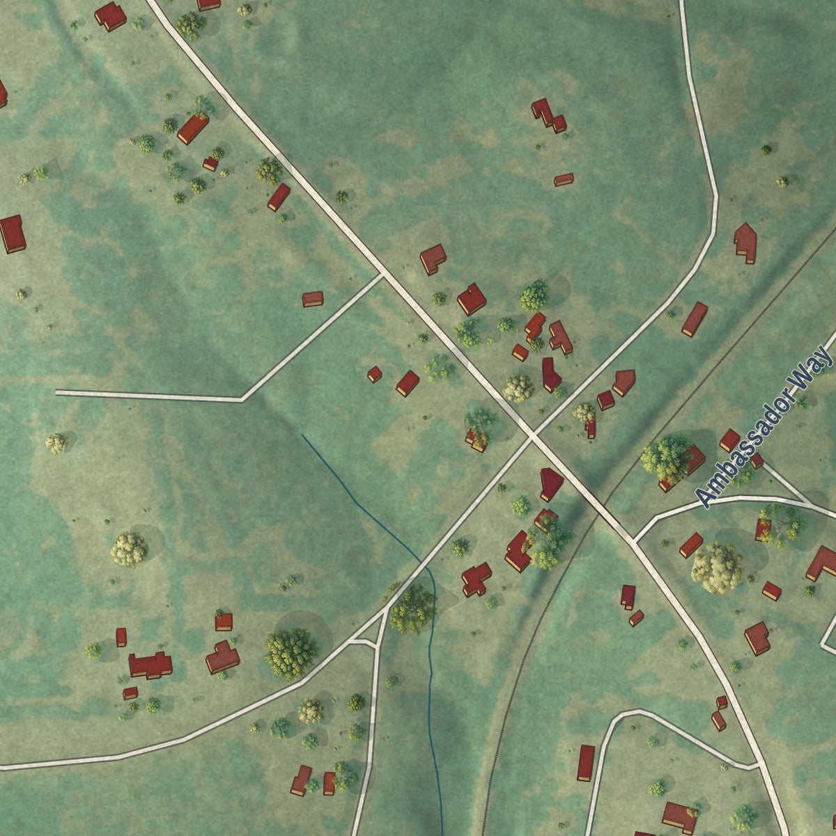Close-up of the map of Bivins, Texas print showing street and building detail